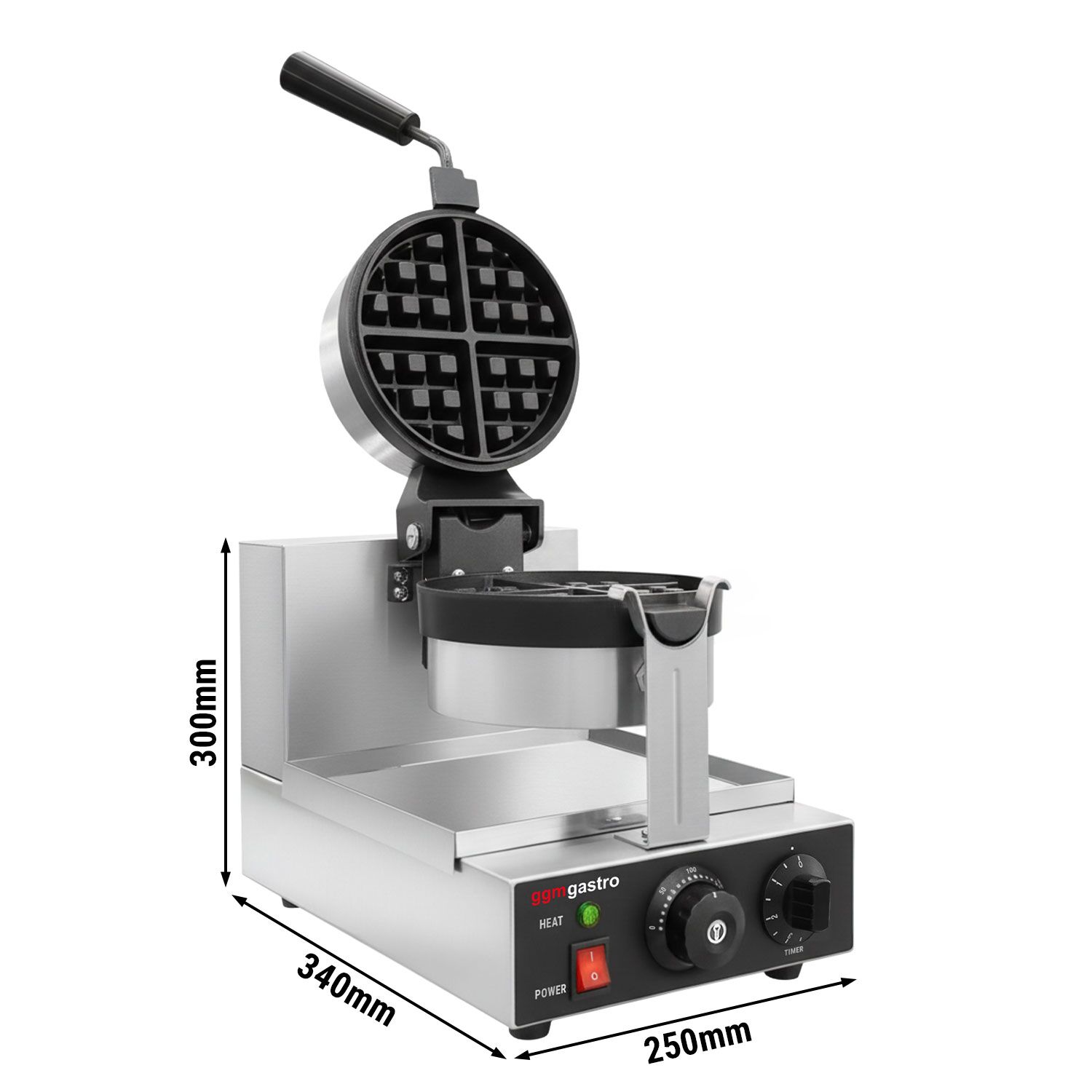 Gaufrier – simple – manuel – 1,3 kW – Forme : rond – avec surface de cuisson rotative à 180°