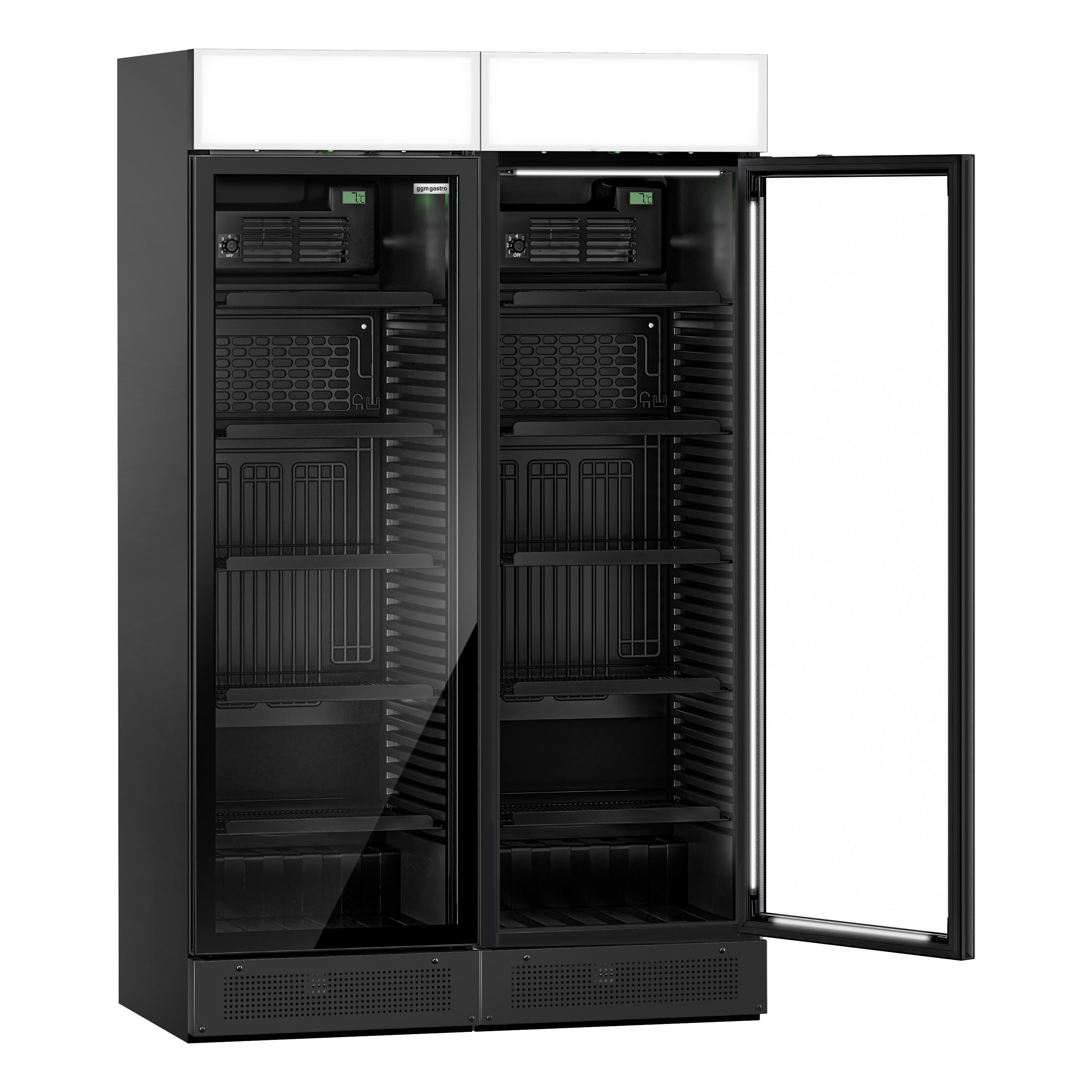 (2 pièces) Vitrine réfrigérée à boissons - 690 litres - design sans cadre - avec 2 portes vitrées et écran publicitaire