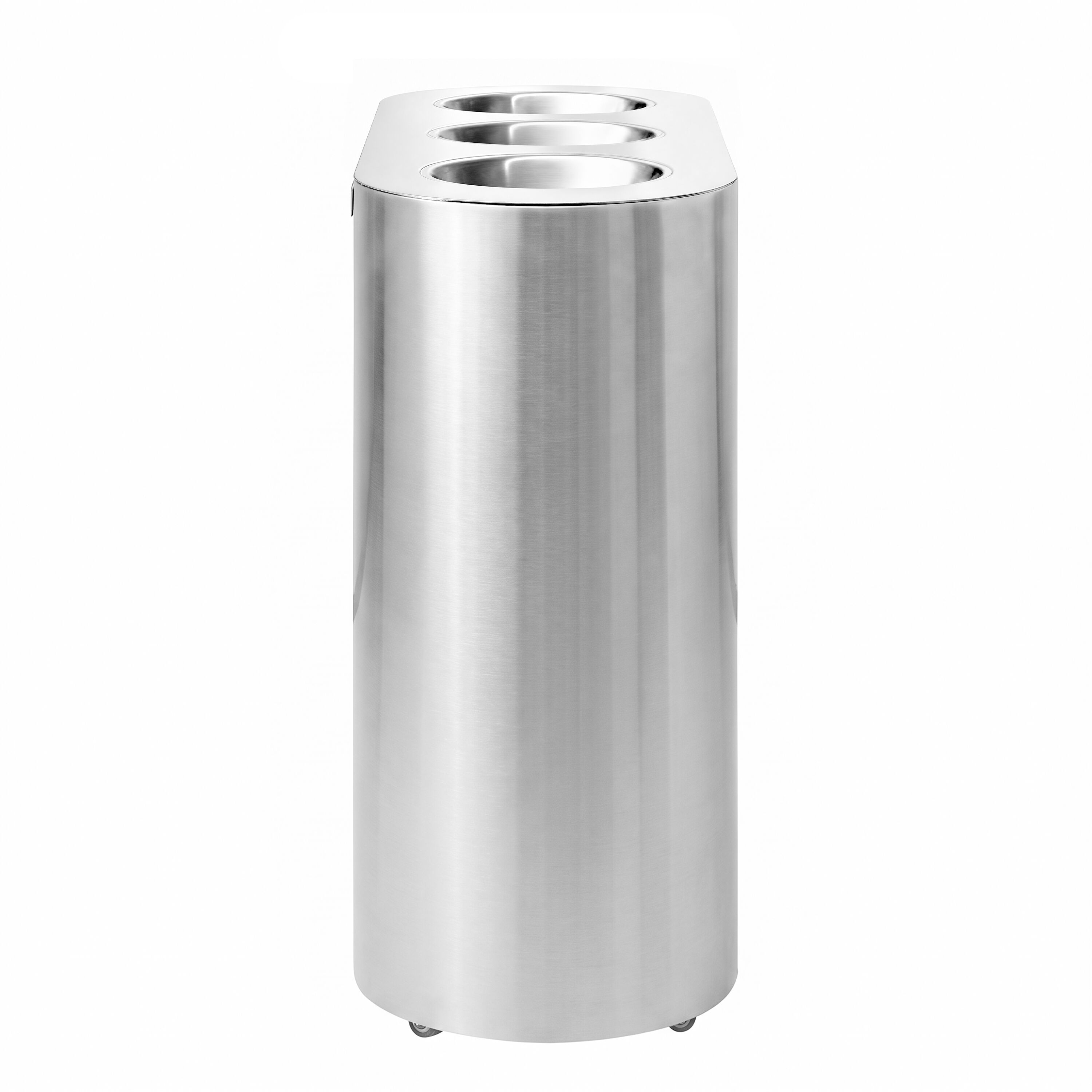 Waste sorting system – 3 bins, 30 litres each – stainless steel