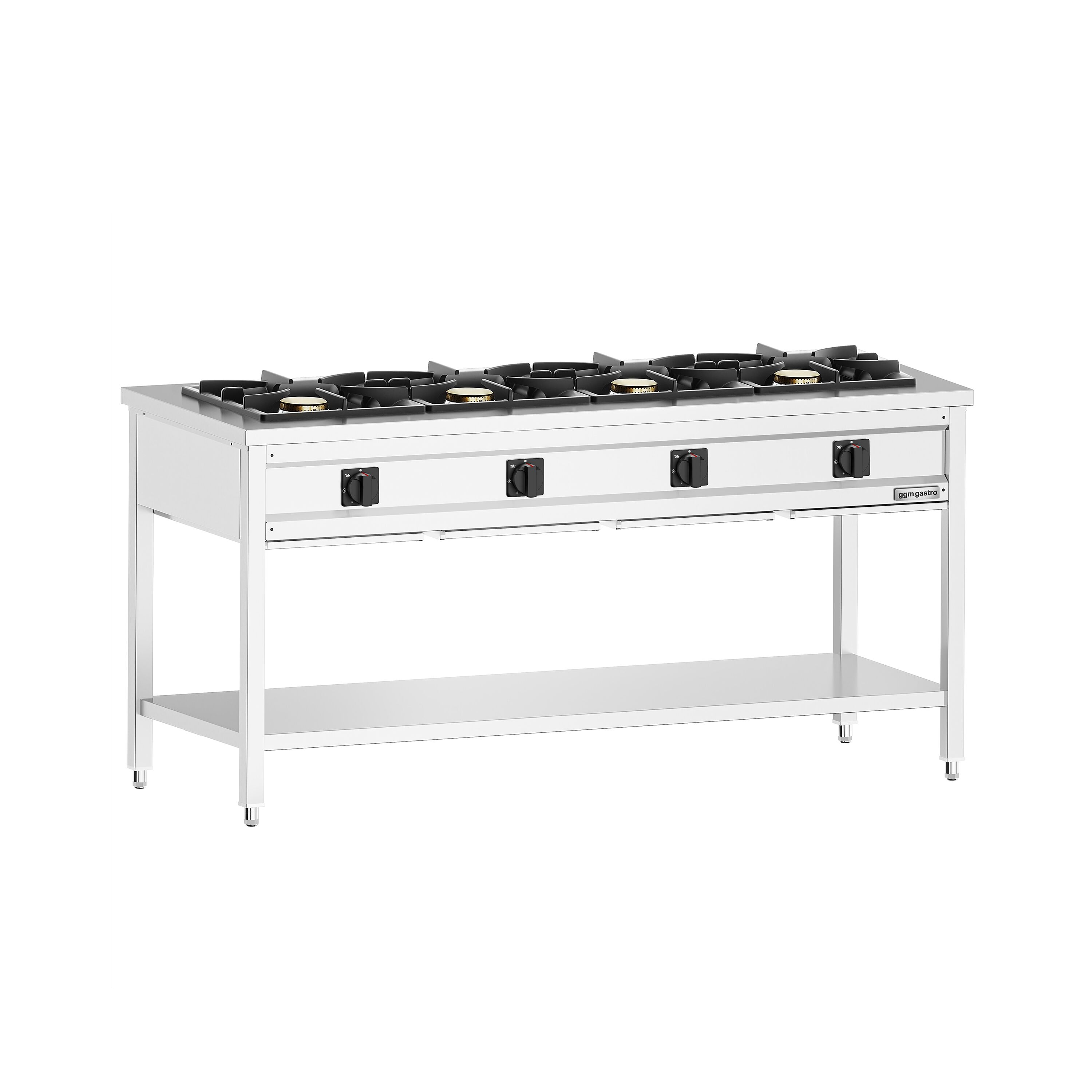 Fourneau à gaz – 34 kW – 4 brûleurs – ouvert avec socle de base & tiroir de récupération