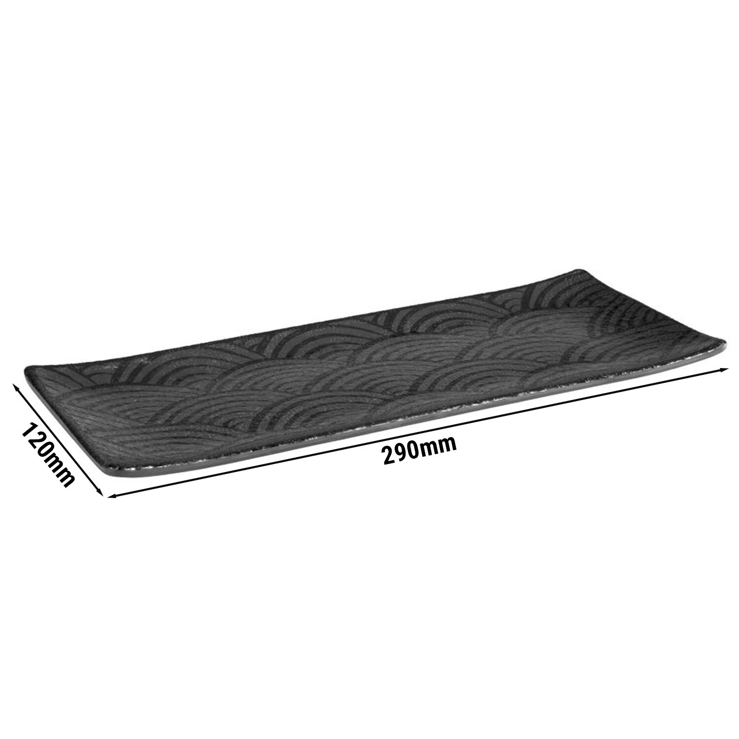 (6 pcs) Plateau de présentation - DARK WAVE - Mélamine - 290x120mm - Hauteur:15mm - Noir
