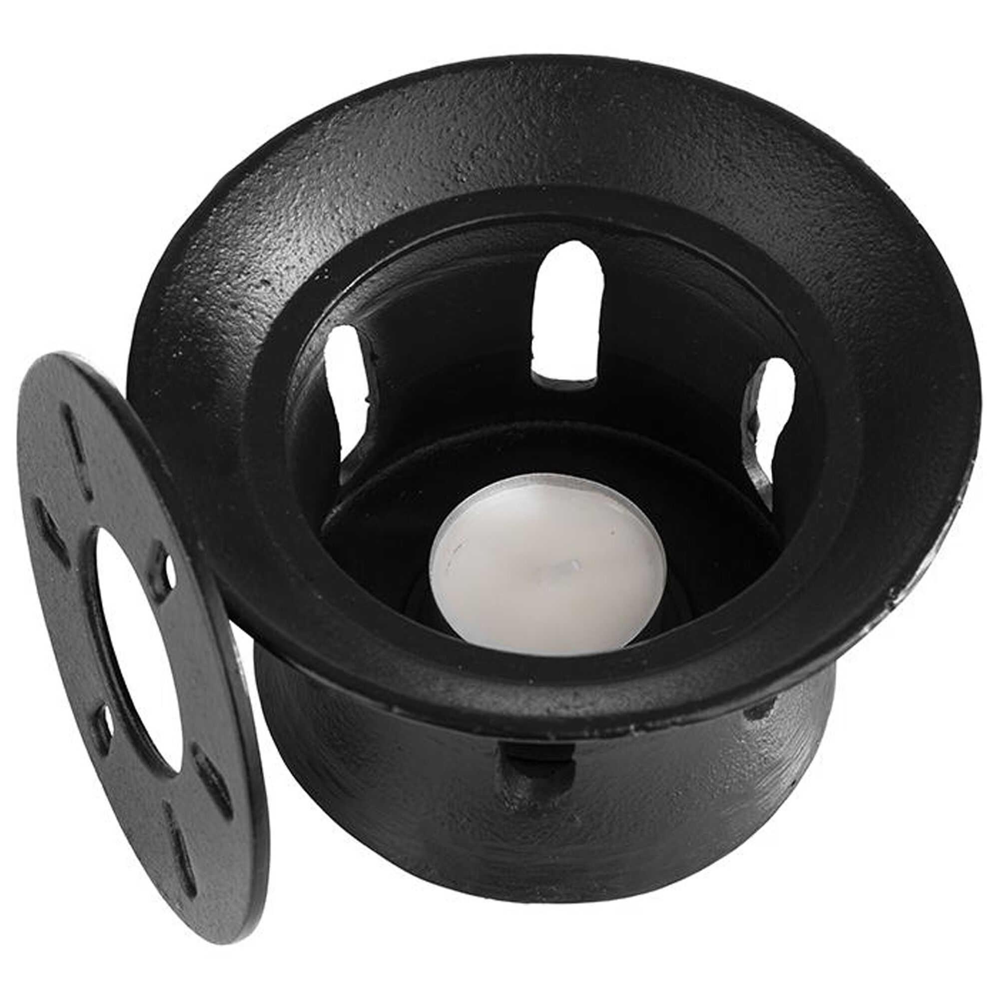 (6 pcs) Stövchen - "ASIA" - Noir - Fonte - 130x130x75mm - avec couvercle amovible