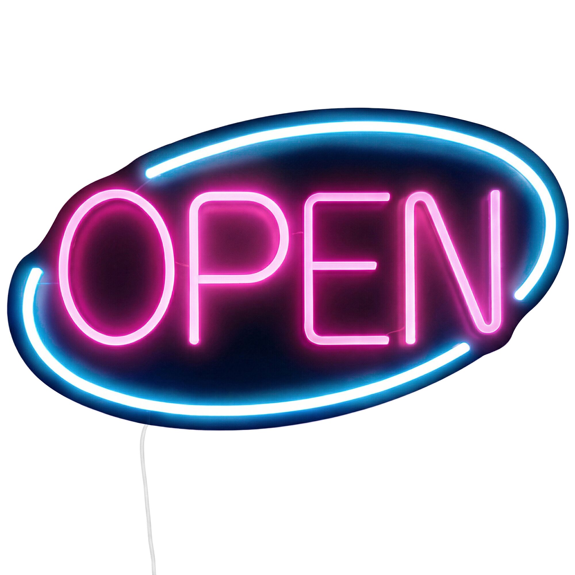 Enseigne lumineuse à LED - OPEN - luminosité réglable - Bleu/Rose - 420x250mm
