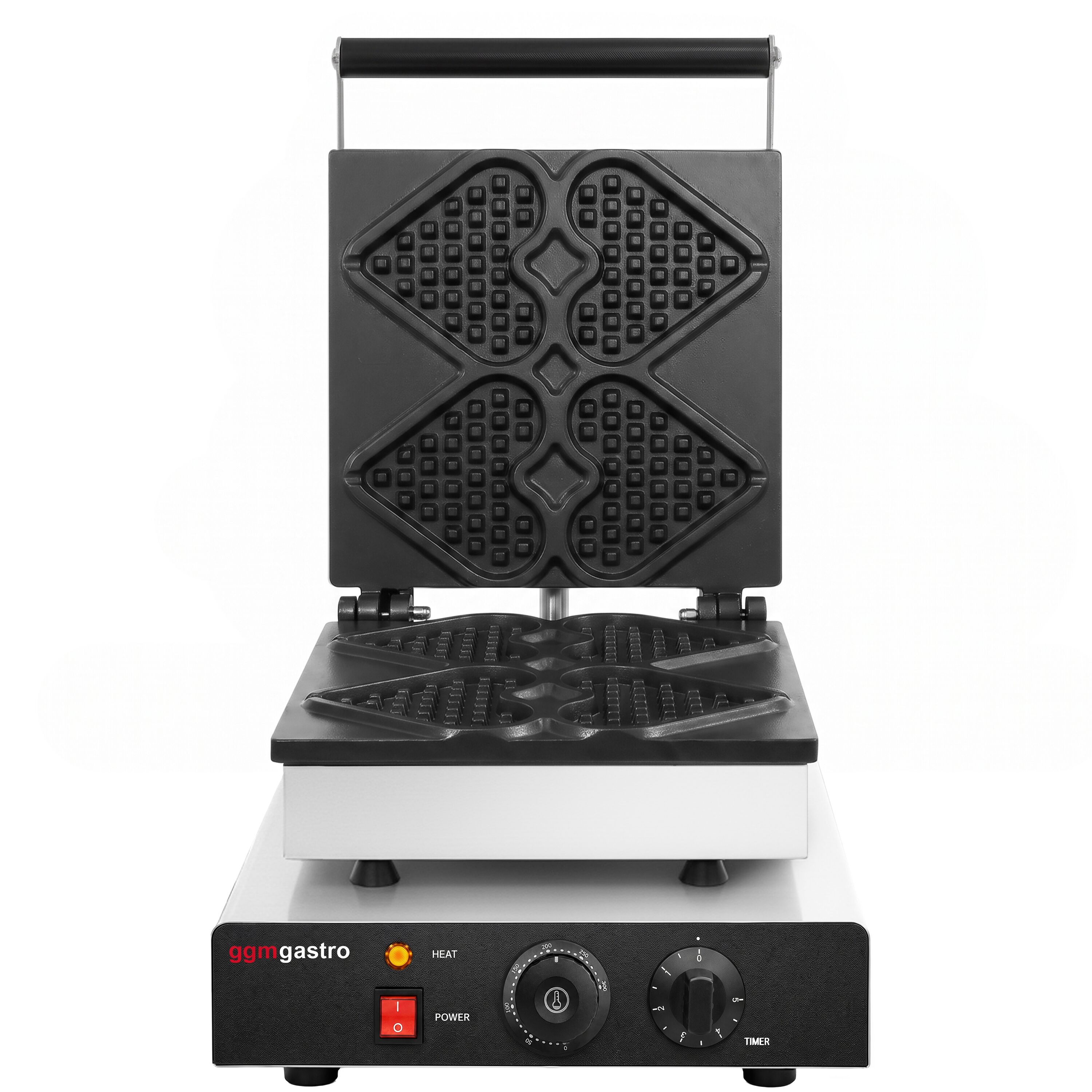 Waffle iron - Single - Manual - 1,75 kW - Shape: Mini heart - Teflon-coated baking plates