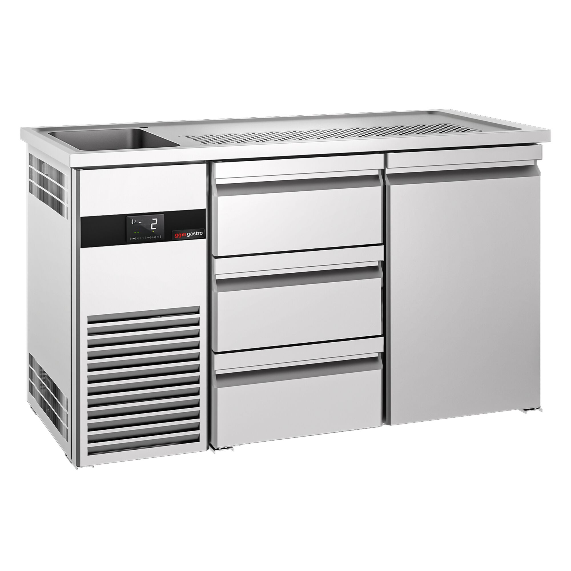 Comptoir de bar réfrigéré PREMIUM - 1550x700mm - 1 porte & 3 tiroirs
