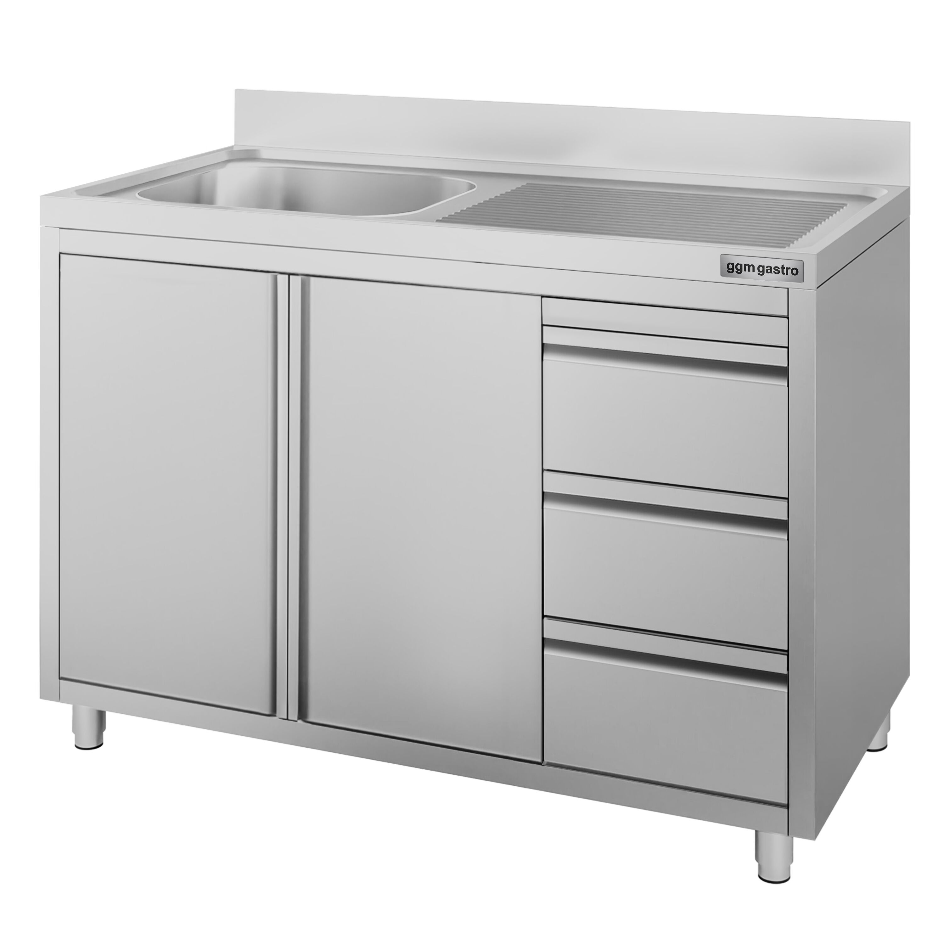 Meuble évier ECO - 1200 x 600 mm - 3 tiroirs - & 1 bac à gauche