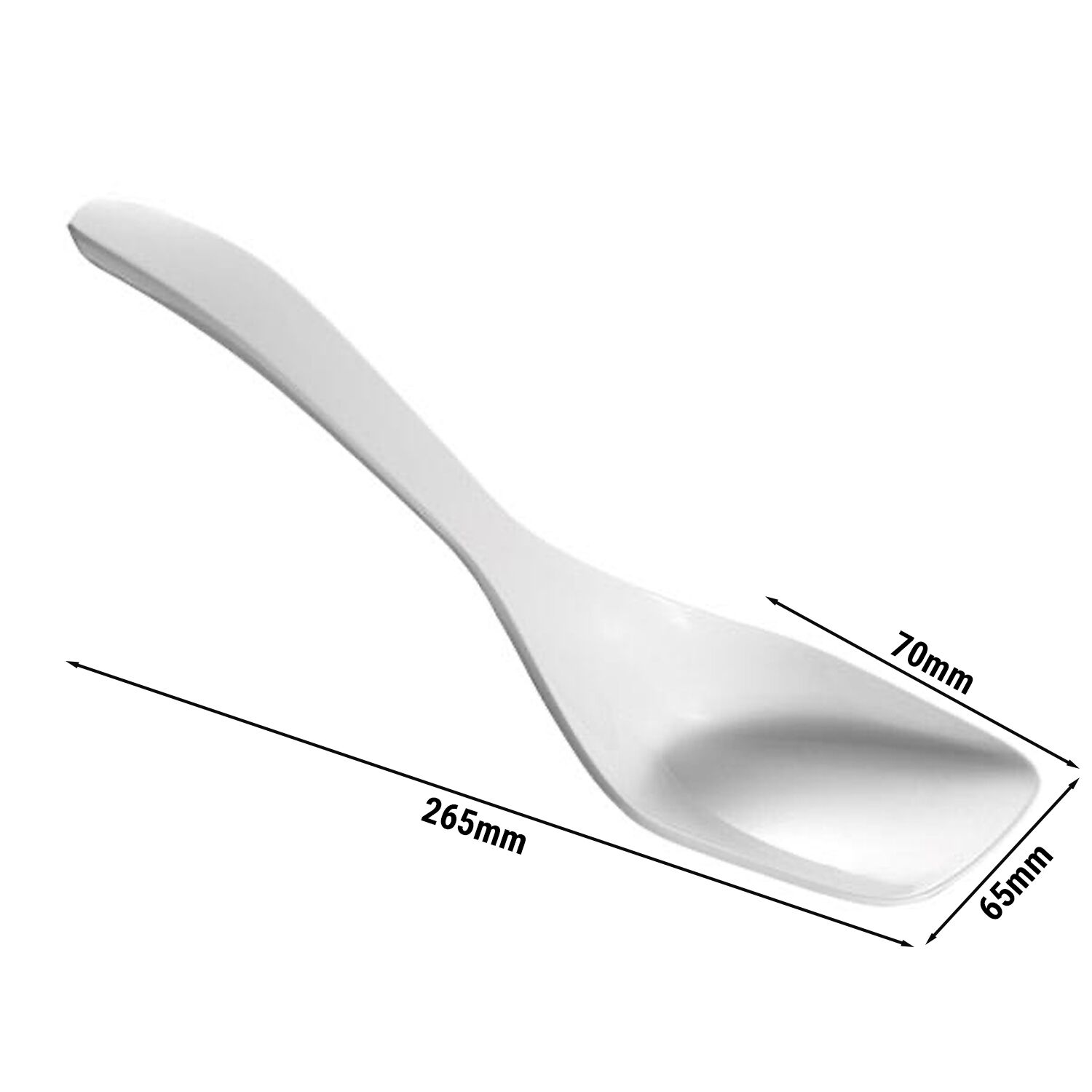 (6 pcs) Cuillère de service PREMIUM - Ø65mm - Longueur : 265mm - Mélamine - Blanc