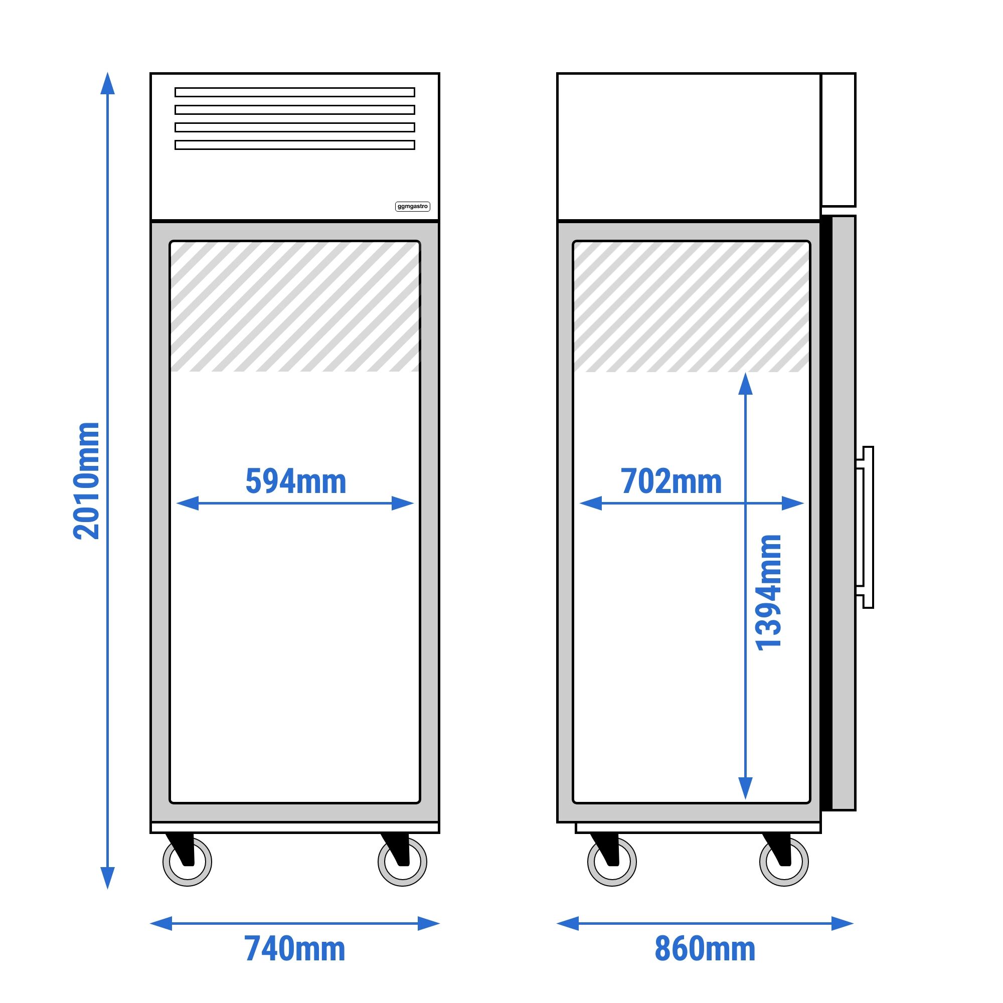 Armoire réfrigérée négative en acier inoxydable inox ECO – GN 2/1 – 700 litres – avec 1 porte vitrée