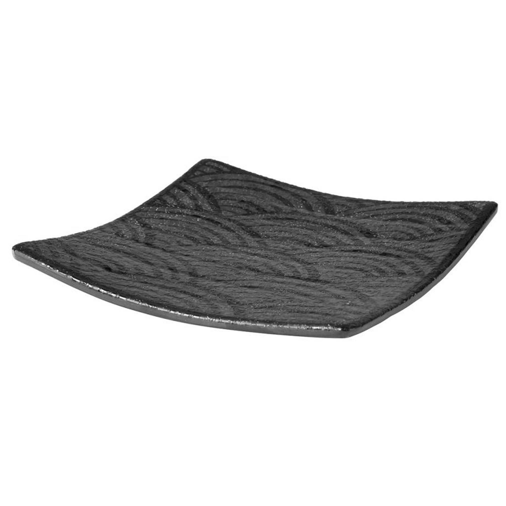 (6 pcs) Plateau de présentation - DARK WAVE - Mélamine - 140x140mm - Hauteur:20mm - Noir - empilable, compatible lave-vaisselle