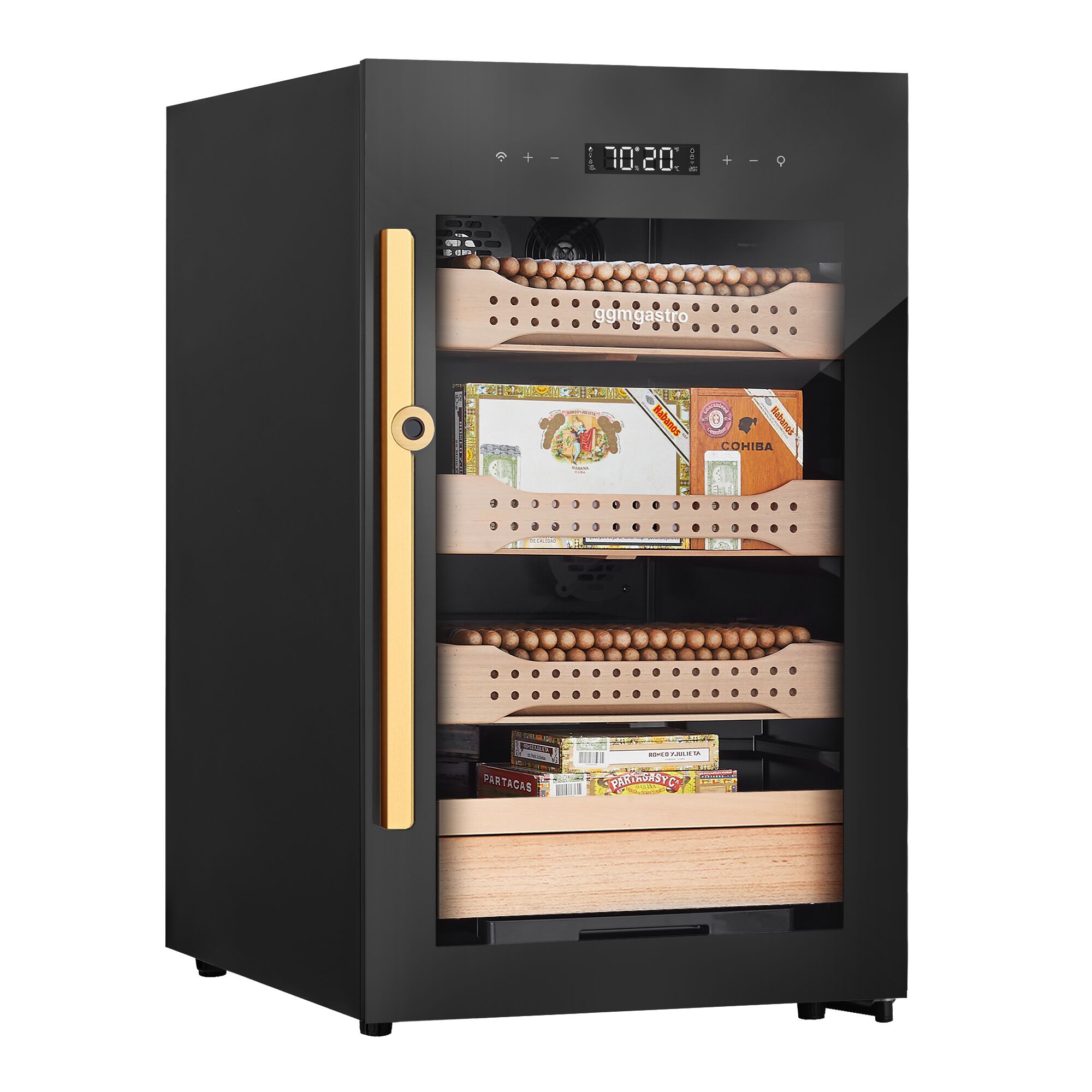 Armoire à Cigares Humidor avec Capteur d'Empreintes Digitales & Application de Contrôle - 113 Litres - pour 850 Cigares - 4 Tiroirs