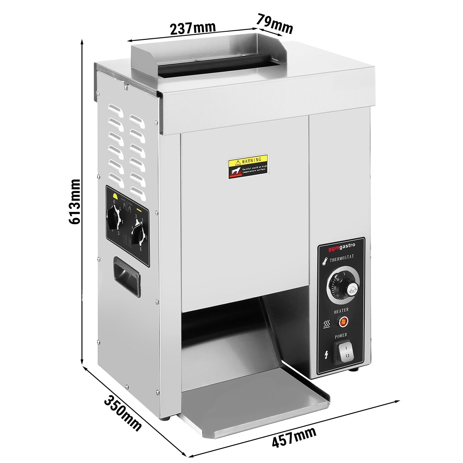 Toaster vertical - Manuel - 2 kW - pour pains à burger & hot-dog