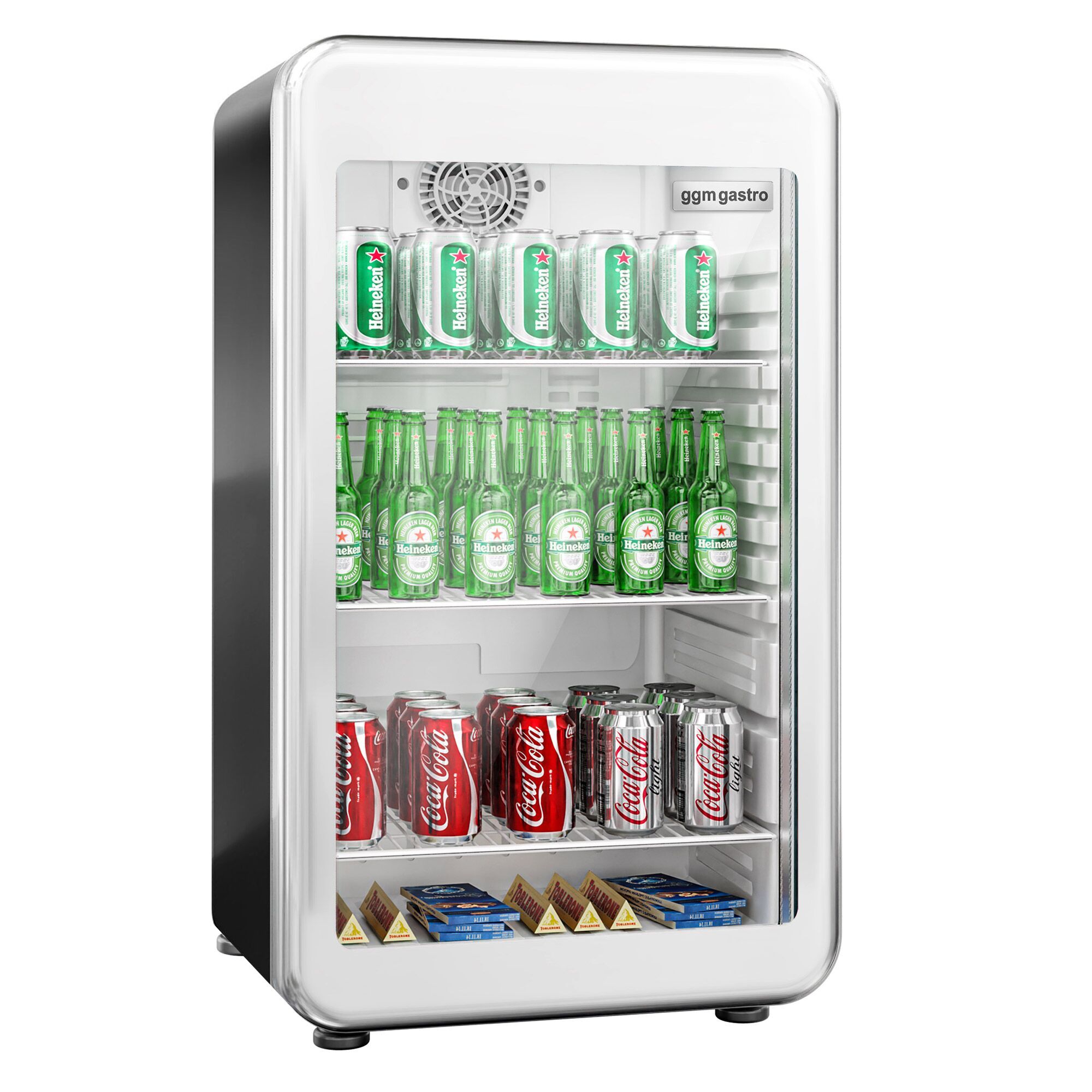 Minibar - 495mm - 113L - avec 1 porte en verre - Noir - double vitrage, porte réversible