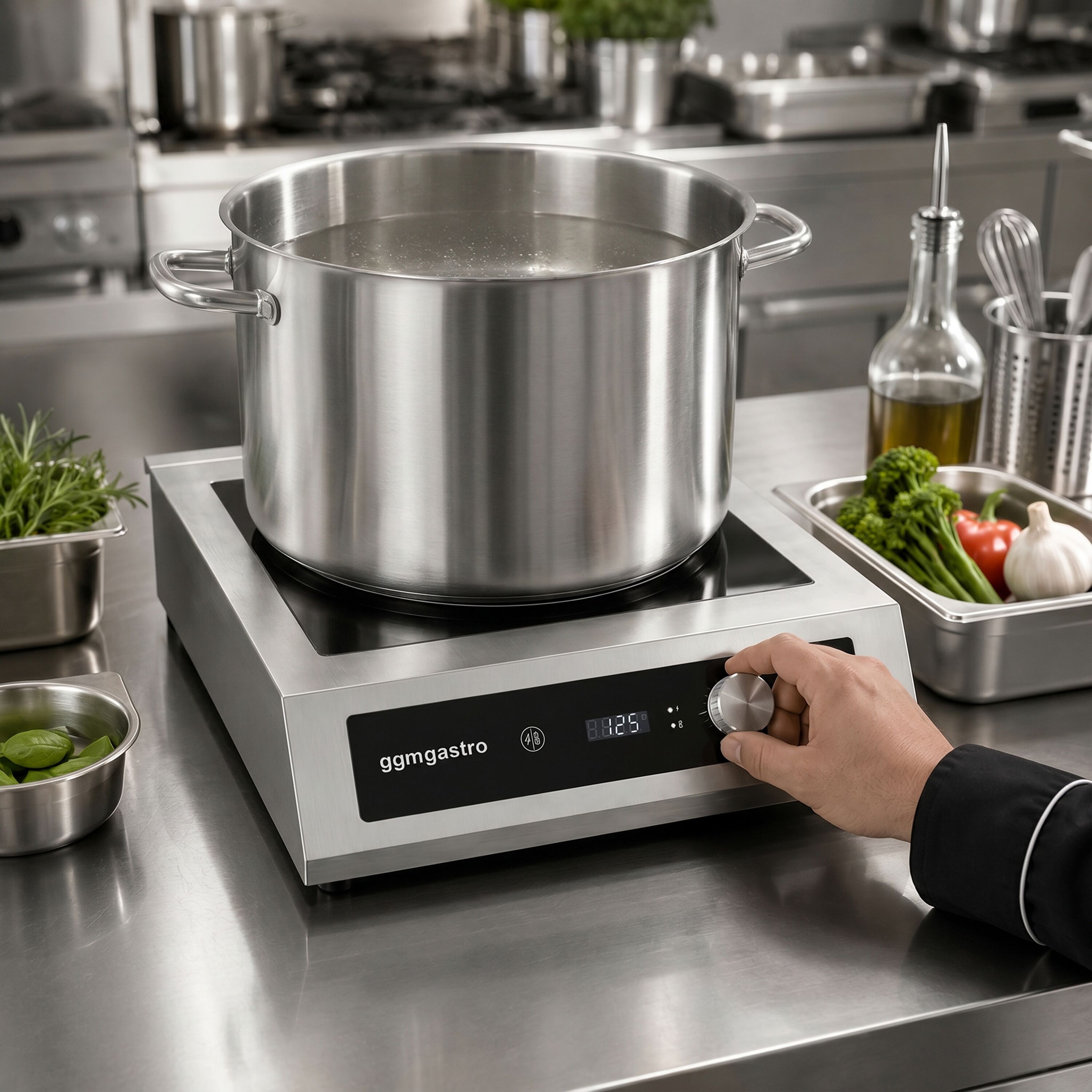 Cuisinière à induction - 5 kW - pour grandes casseroles de 45-50cm de diamètre