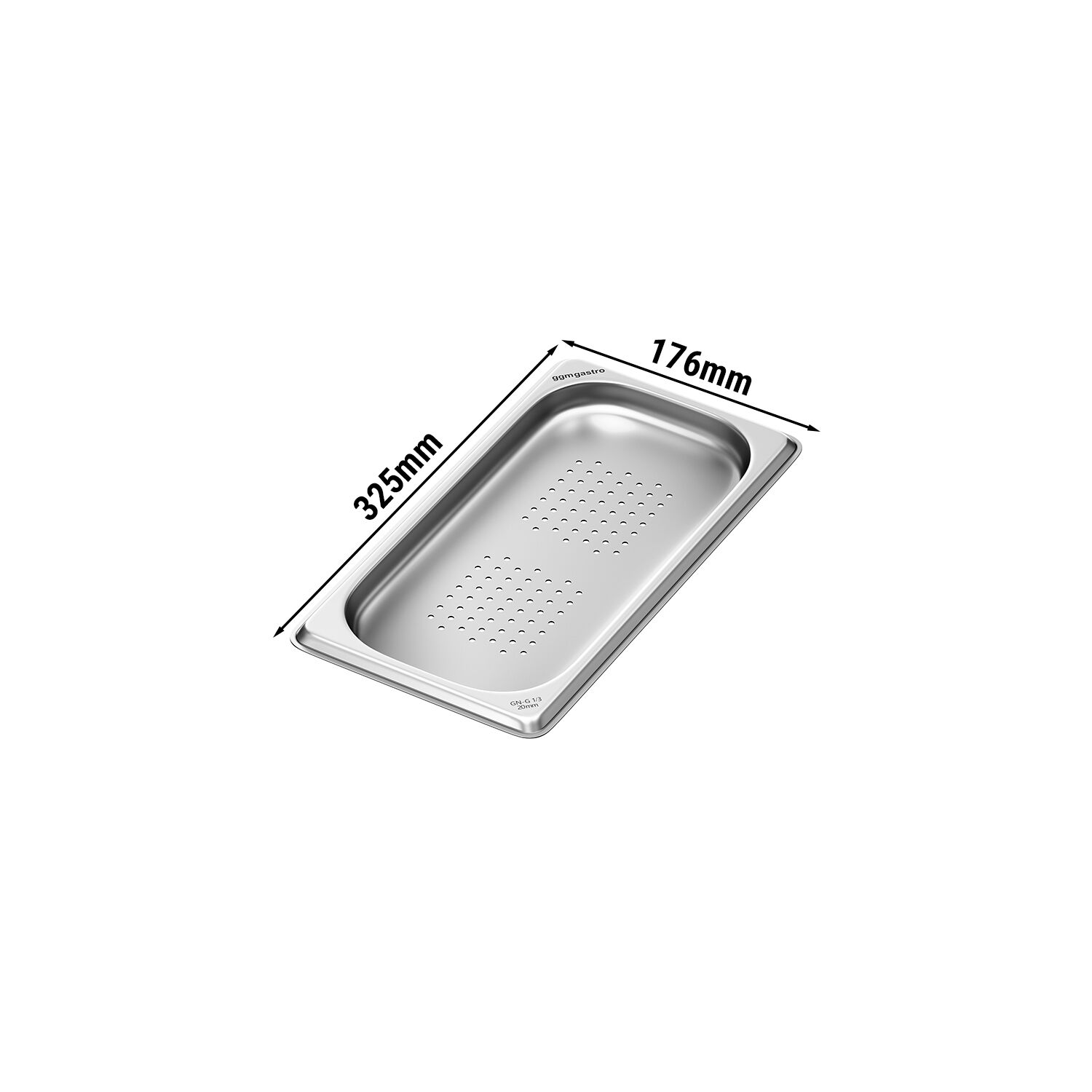 (6 pièces) Récipients en acier inoxydable GN 1/3 - perforés - hauteur : 20mm