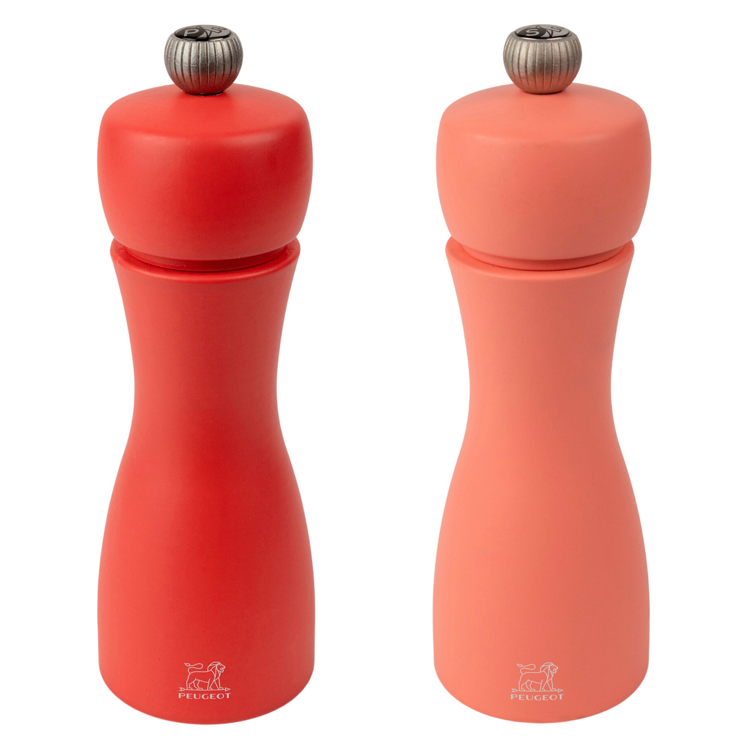 (6 pièces) PEUGEOT | TAHITI FEUER - Moulin à sel & à poivre - Bois - Rouge - Hauteur : 150 mm