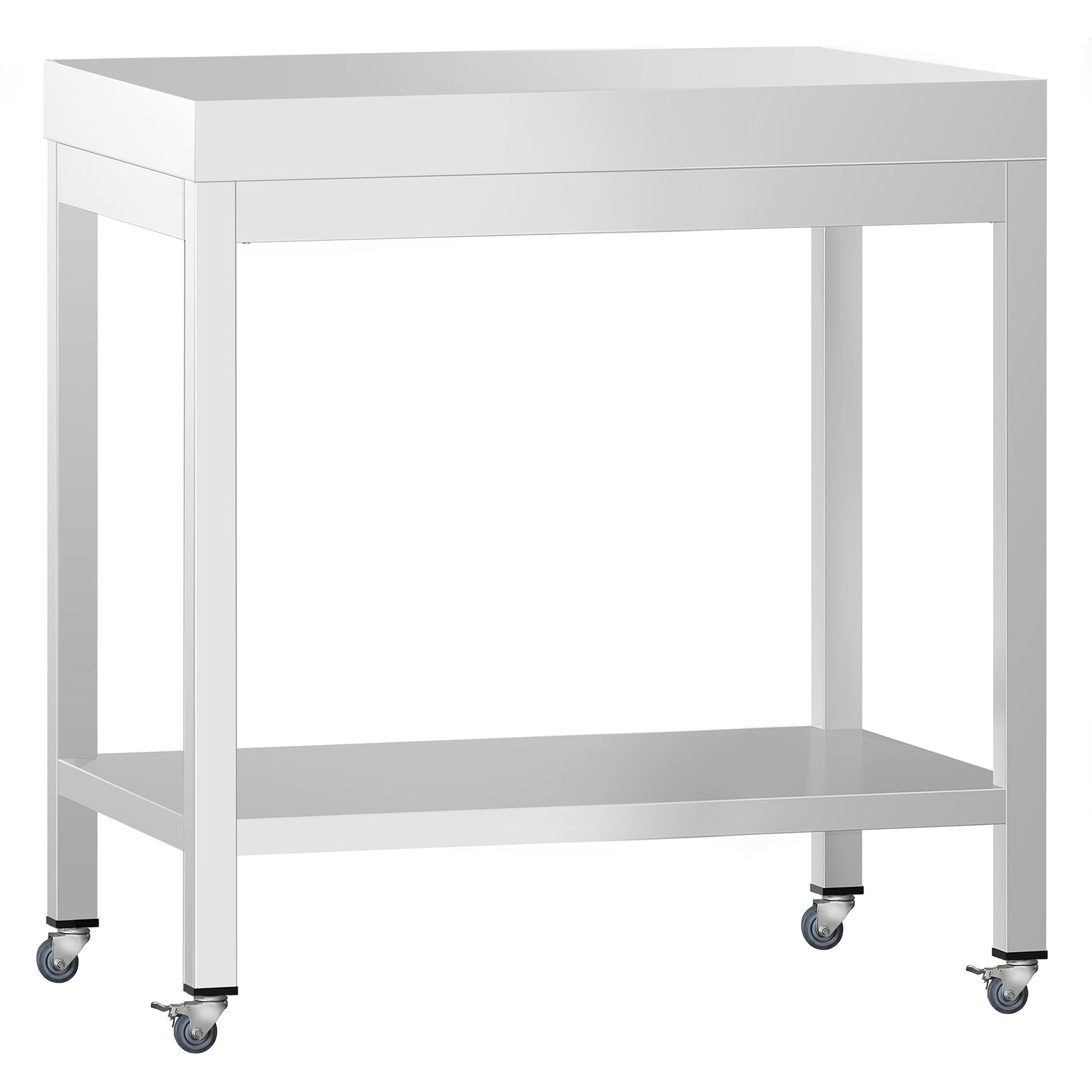 Table de travail en inox PREMIUM - 800 x 700 mm - avec tablette inférieure et roulettes