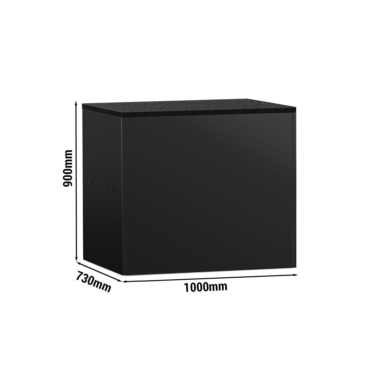 Table de caisse MADRID – 1000 mm – plan de travail en marbre Noir – Noir mat