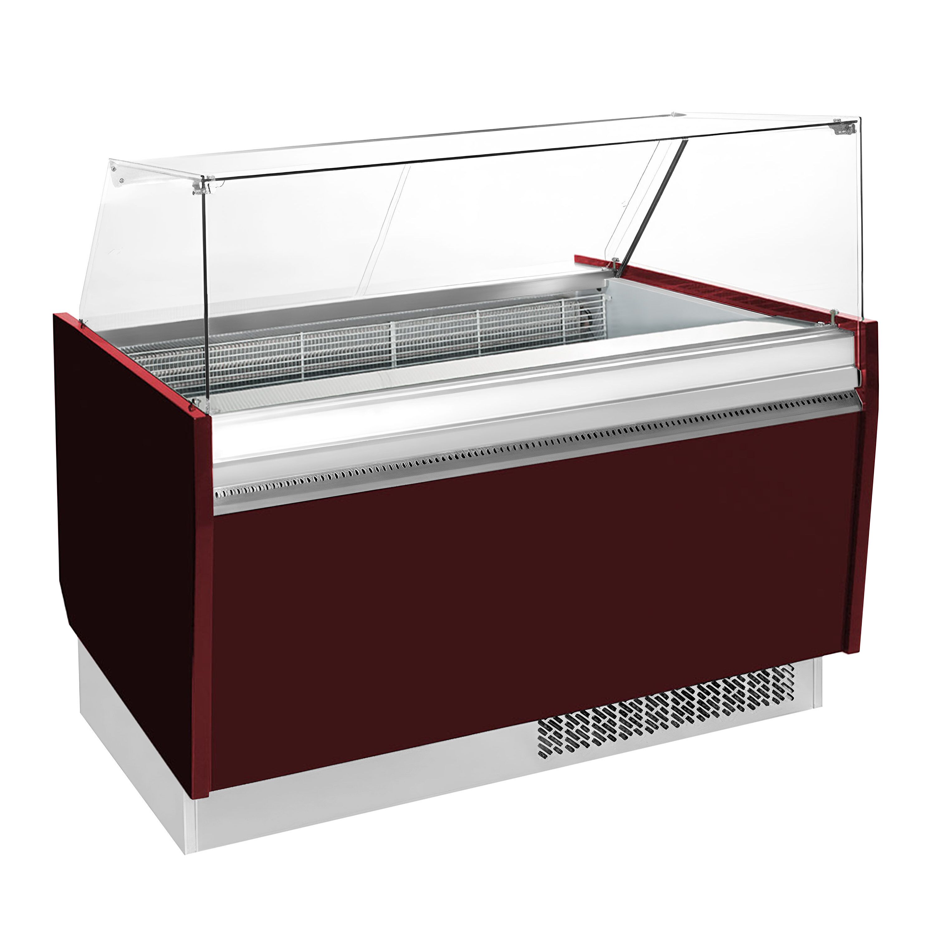 Vitrine à glace LIAM – 1560 mm – refroidissement statique – pour 13+13 bacs à glace de 5 litres – Rouge grenat