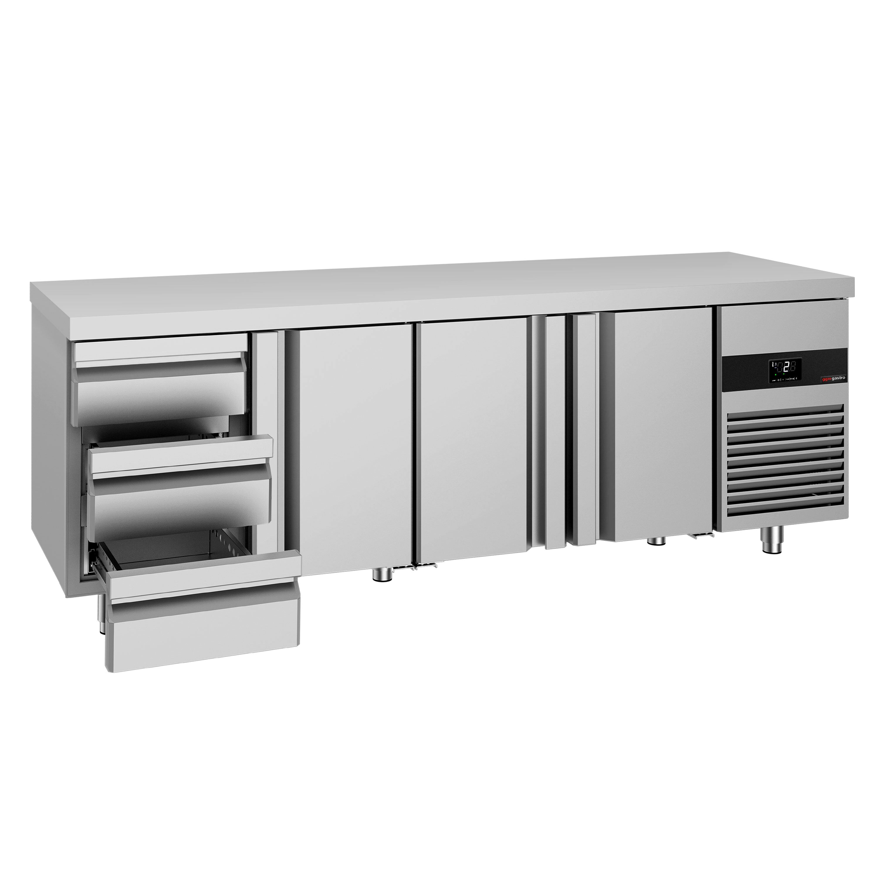 Table réfrigérée PREMIUM - 2330 x 700 mm - avec 3 portes - 3 tiroirs