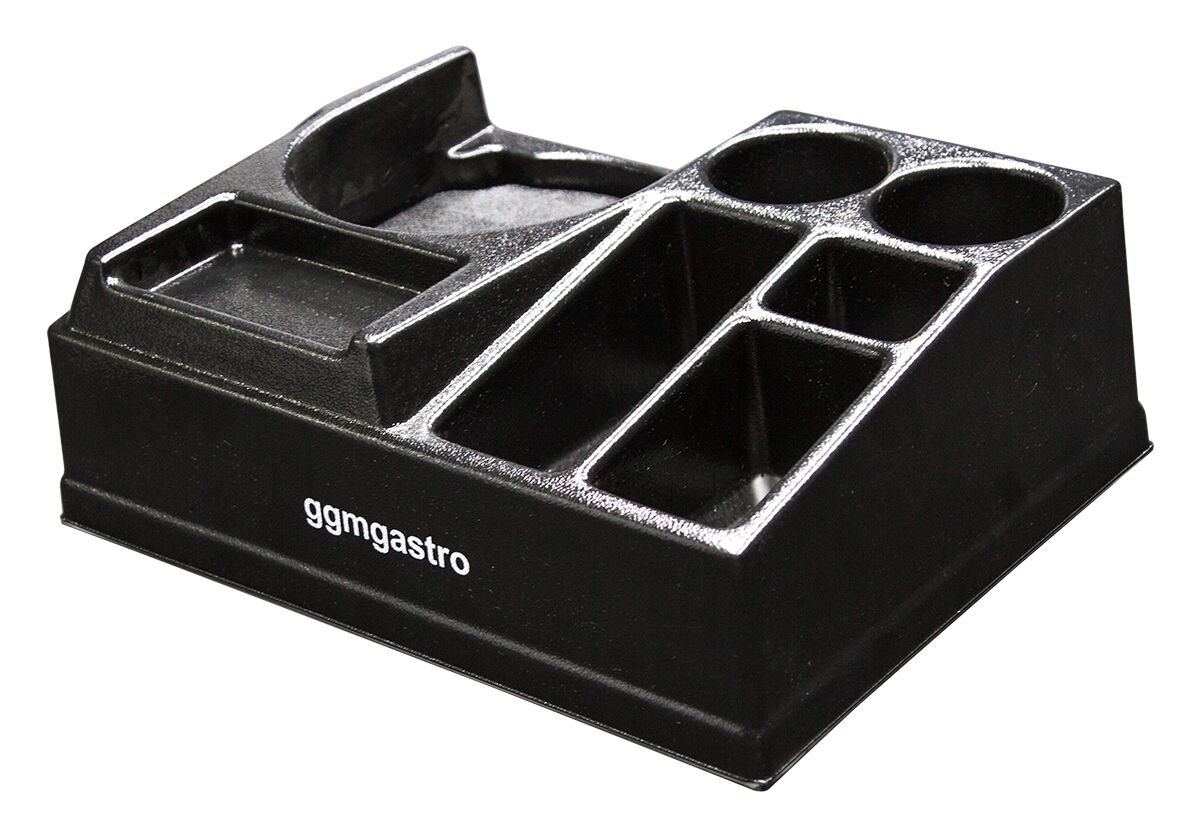Station café (pour 1 verseuse isotherme (Ø≤190mm)) - avec rangements - Plastique - 435x330x145mm - incl. bac d'égouttage & insert plastique réglable