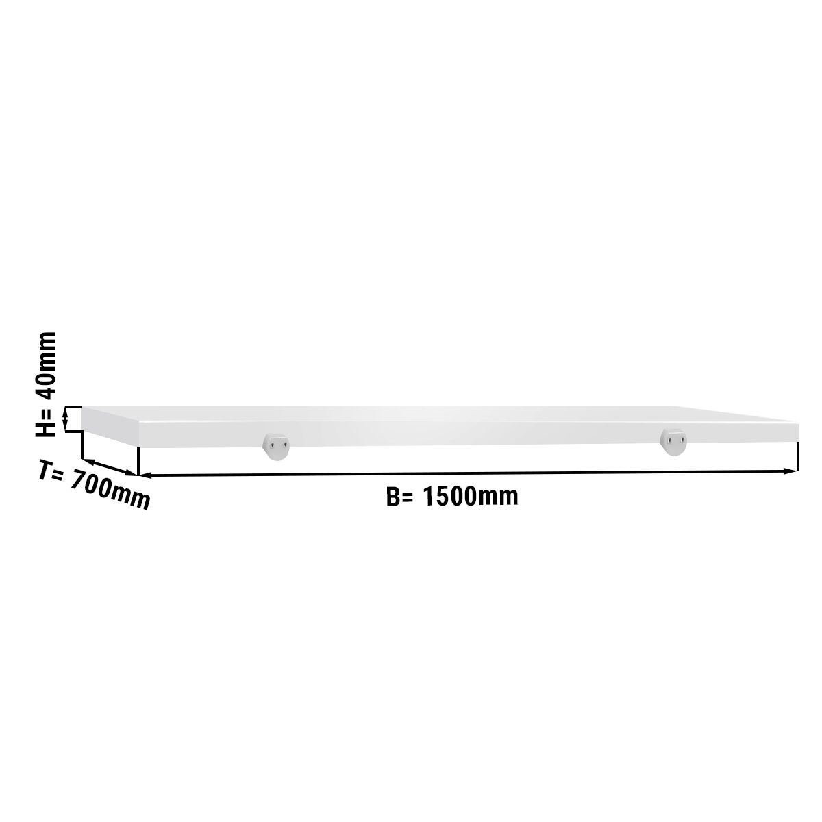 Schneideplatte für Arbeitstisch - 1500x700mm - HACCP-Konform - Weiß