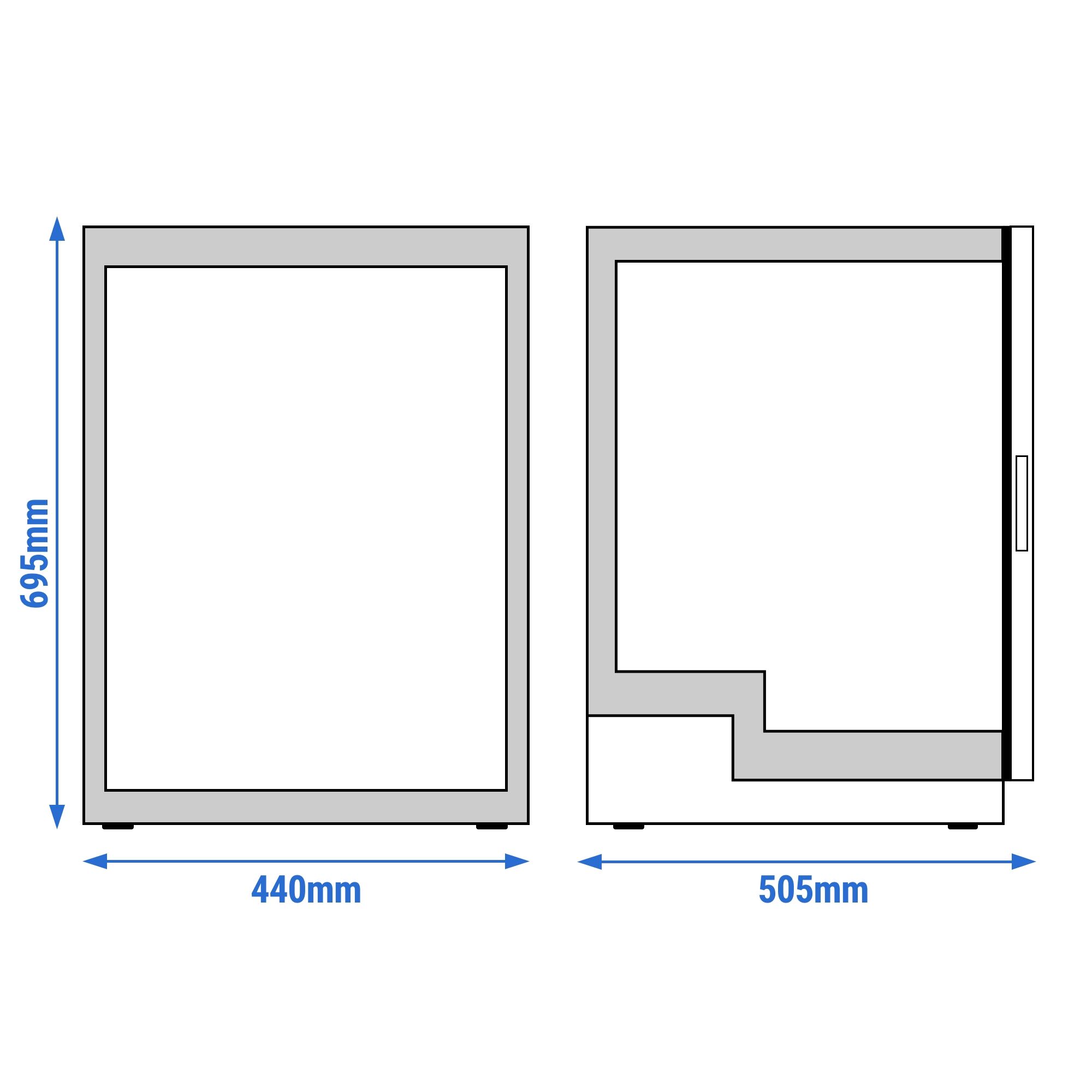 Minibar - 440mm - 62L - avec 1 porte en verre - Noir - porte réversible