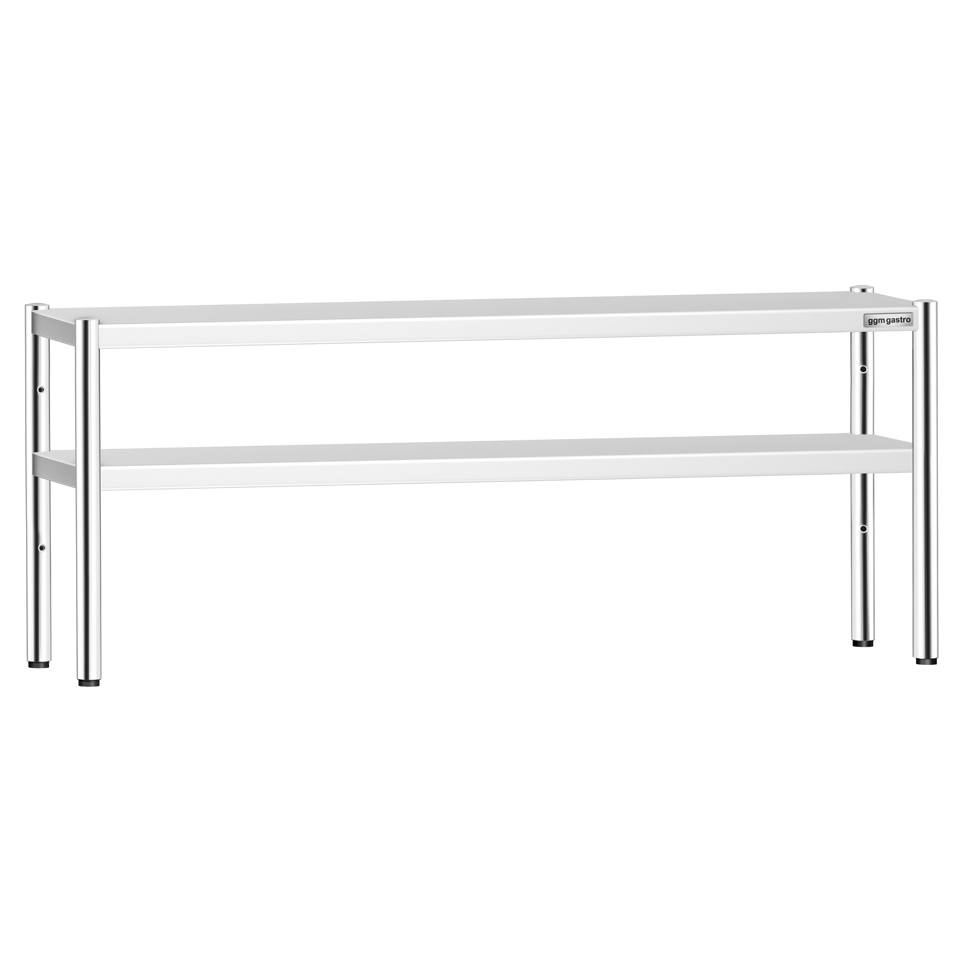 Étagère supérieure en inox – 2 niveaux – 2000 × 370 mm – hauteur réglable