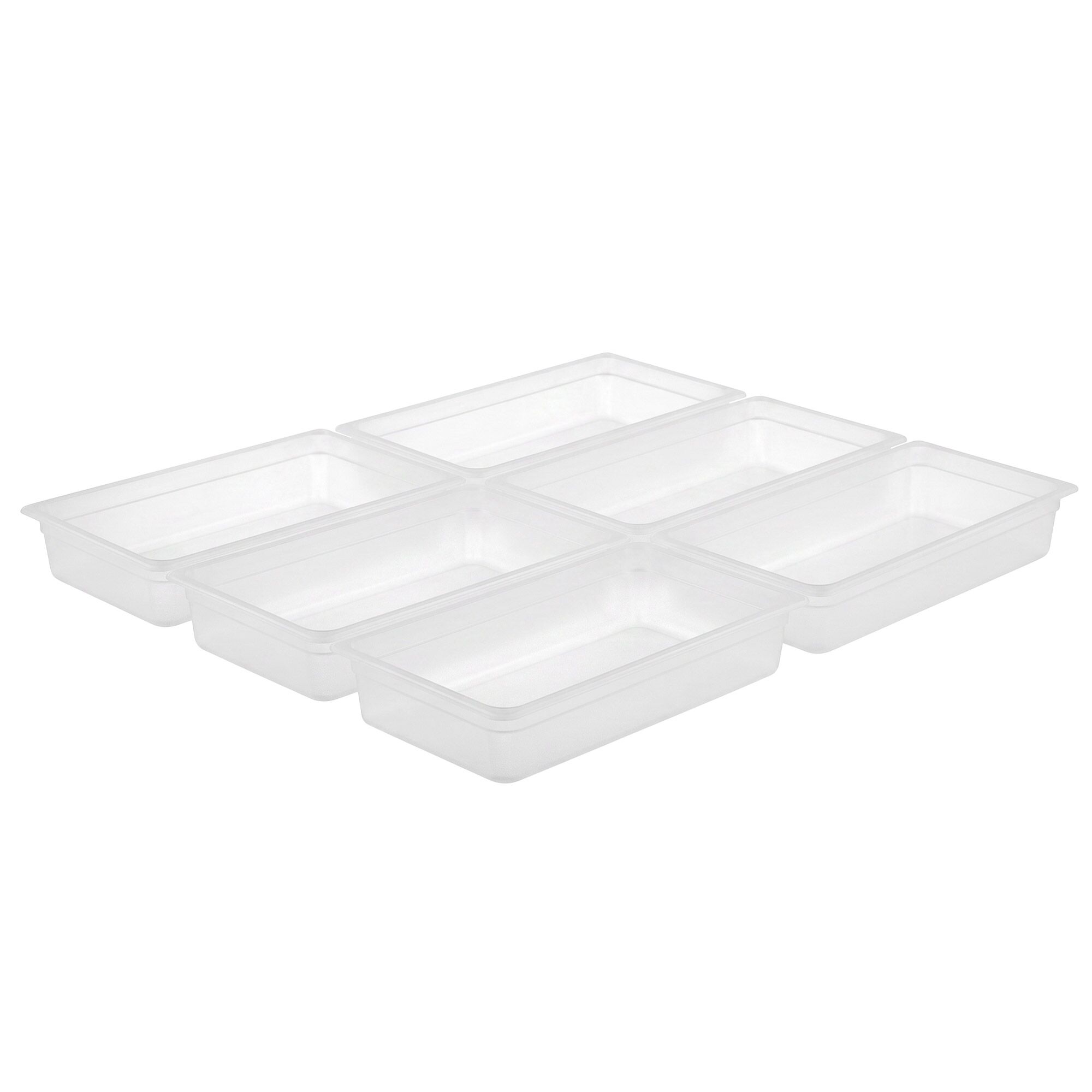 (6 pcs) Polycarbonate Container GN 1/1- Clear - 13L - Depth: 100mm