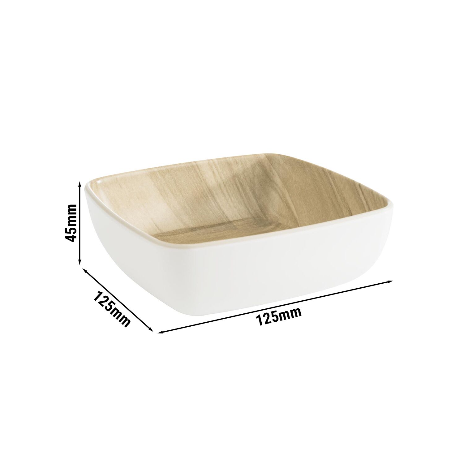 (6 pièces) Bol - FRIDA - Mélamine - 0,37 litre - carré - Blanc