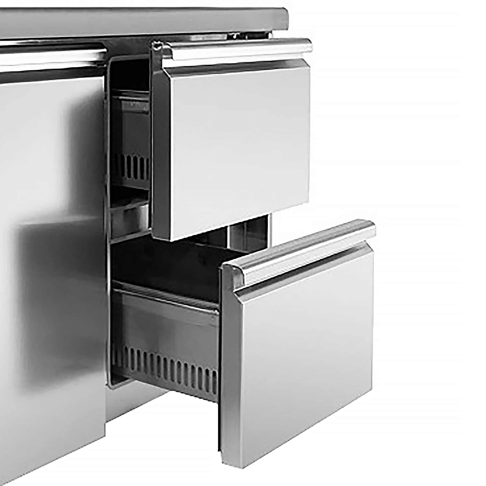 Table réfrigérée pour pizza PREMIUM - 935 x 700 mm - 1 porte & 2 tiroirs
