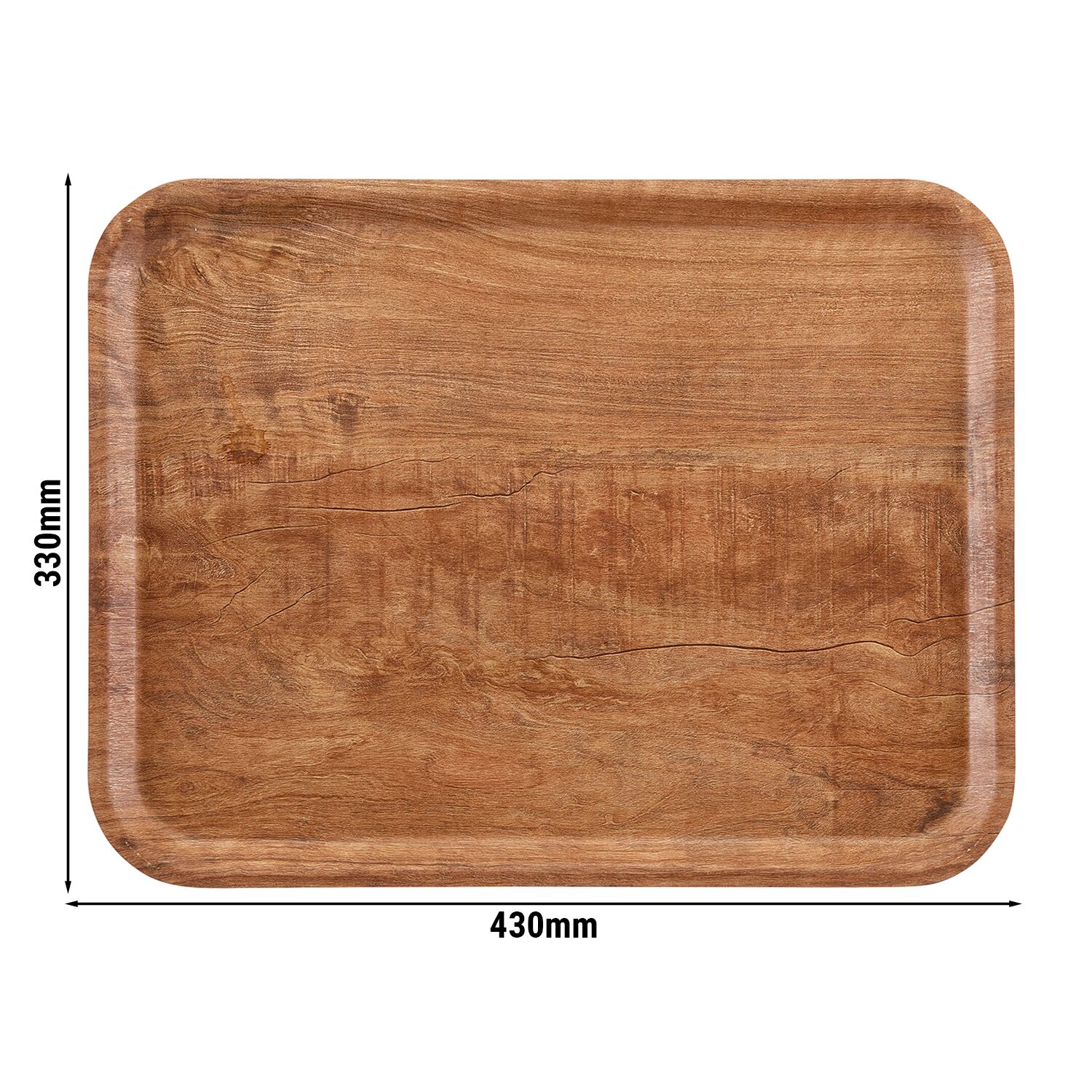 (24 Stück) CAMBRO | MADEIRA - Schichtstofftablett - rechteckig - 330x430mm - Holzoptik - braun oliv