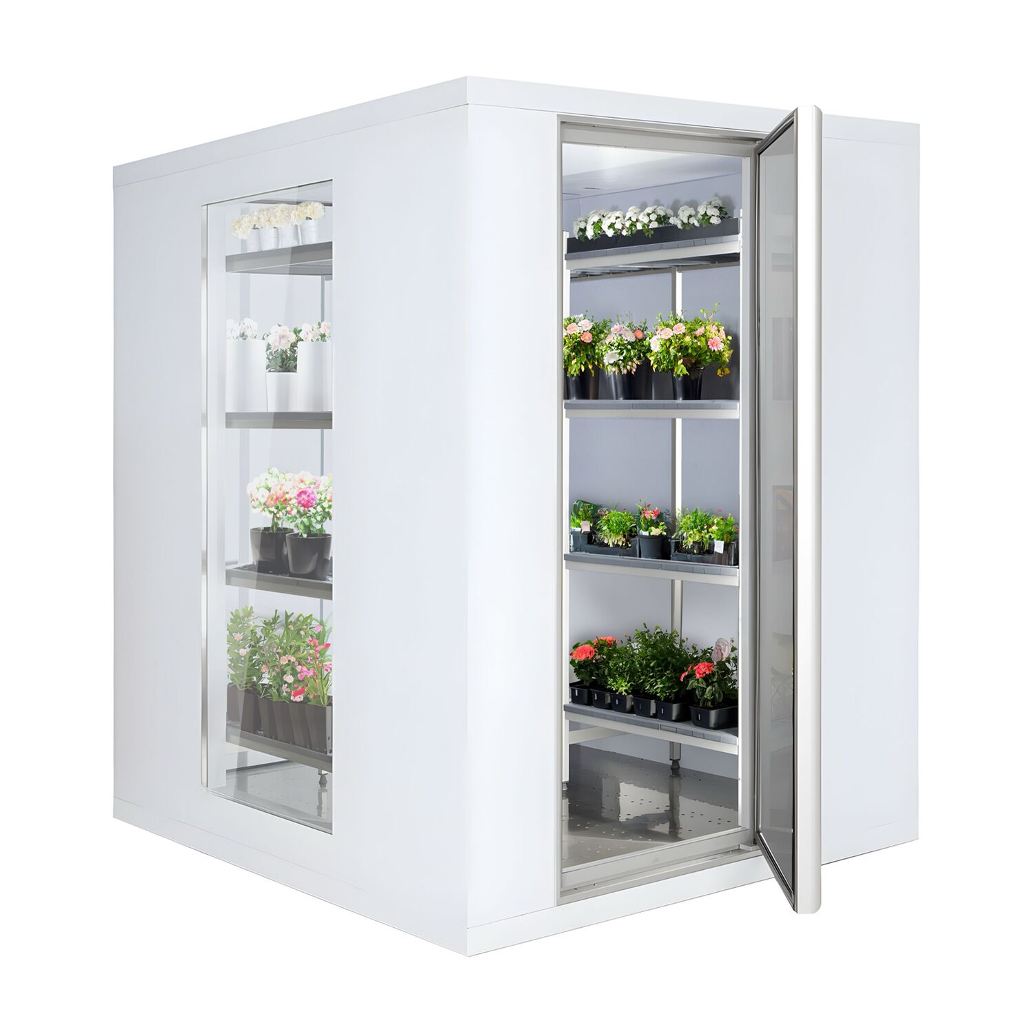 Chambre froide - 1500 x 1200 mm - 2,6 m³ - avec 2 côtés en verre