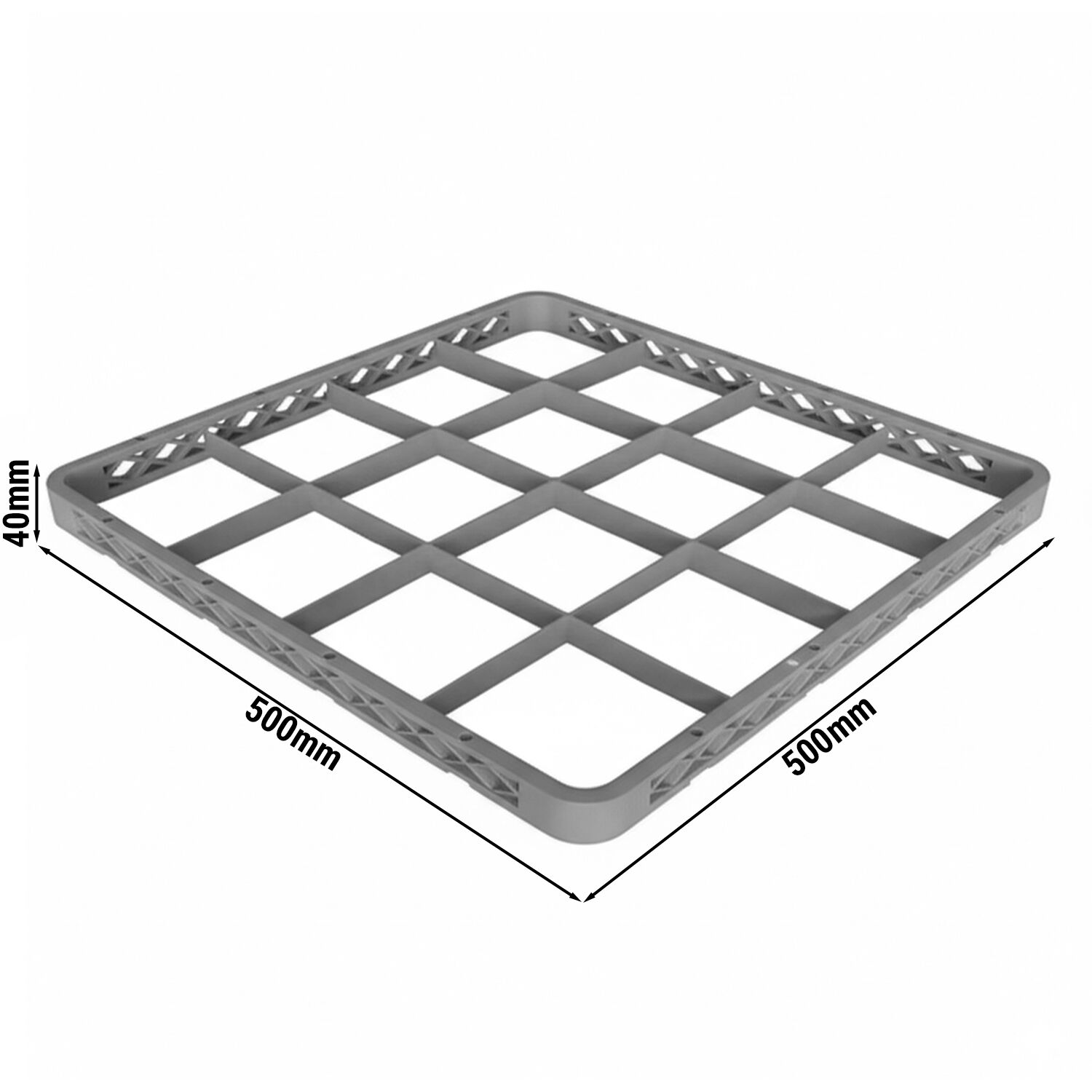 Rehausse de casier - pour casier à verres - 500x500x40mm - 16 compartiments - Gris - compatible GKU16N
