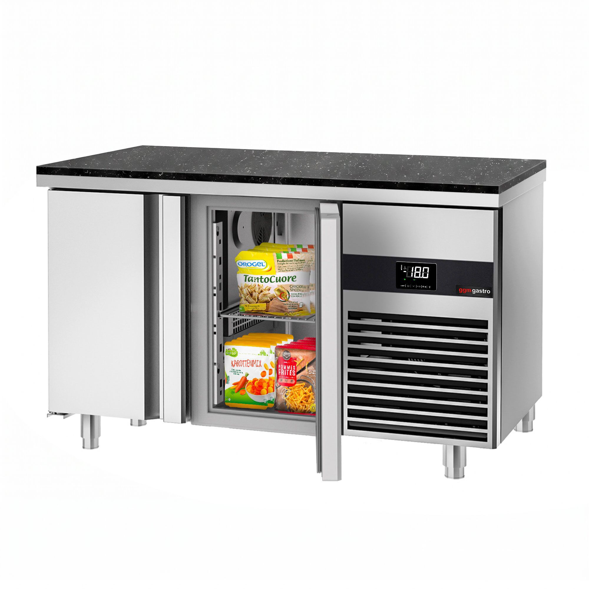 PREMIUM Freezer Counter – 1400 × 700 mm – with 2 Doors – incl. Granite Worktop