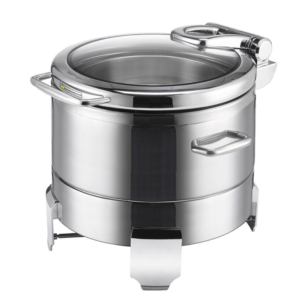 Chafing dish - Rond - avec couvercle en verre à fermeture douce (Soft-Close) - 8.9L