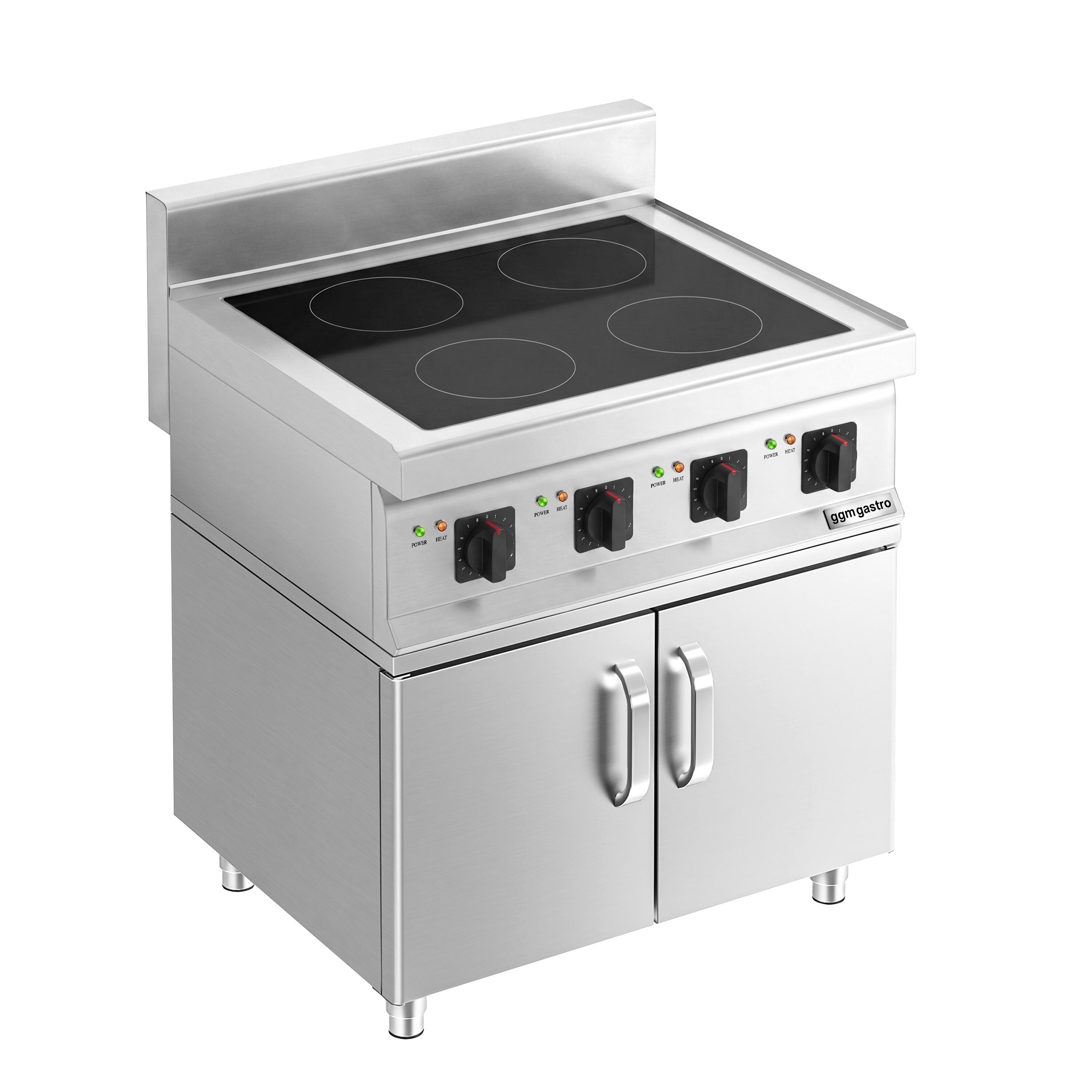 Cuisinière à induction - 14 kW - 4 plaques de cuisson - incl. meuble bas avec 2 portes