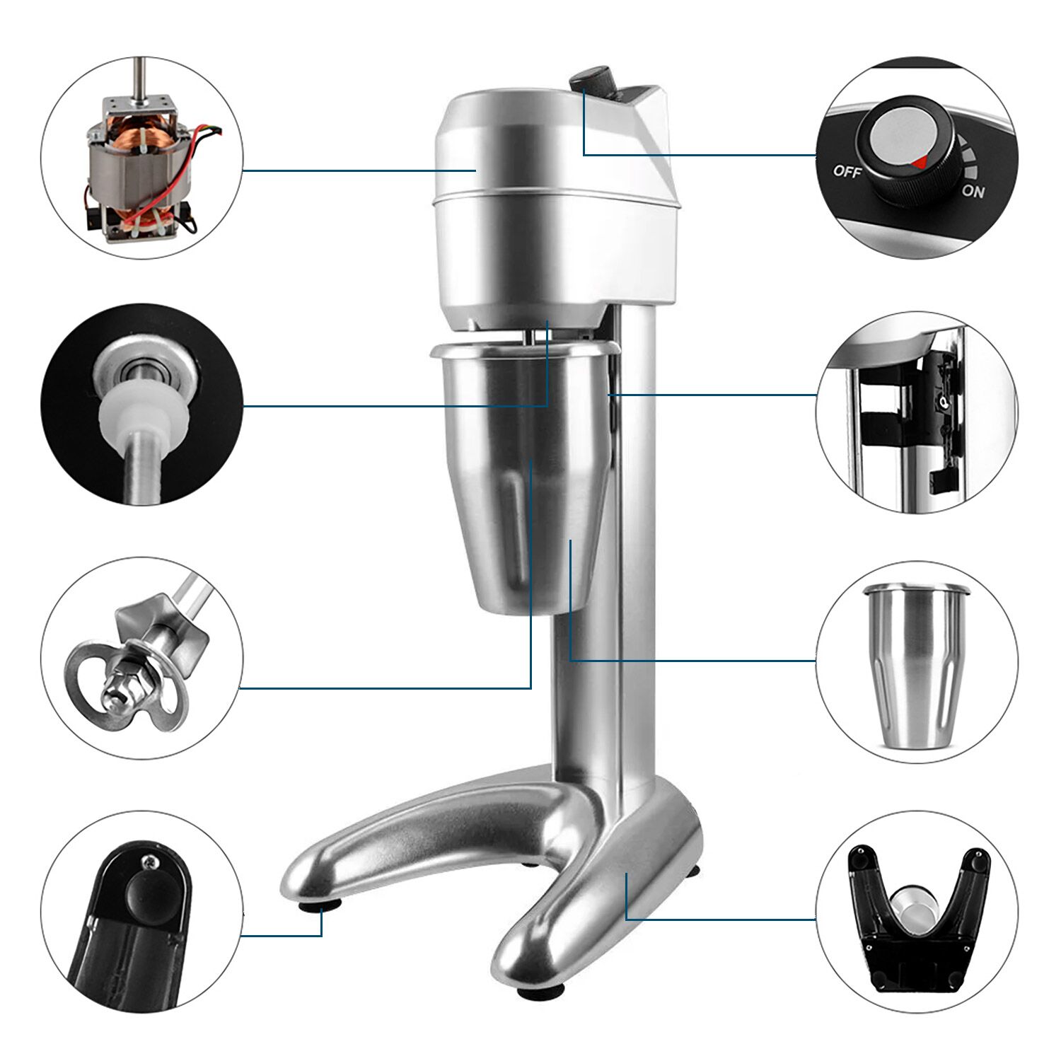 Milkshake & Drinks Mixer ECO - single spindle - 1000 ml - 300 Watt - Variable speed