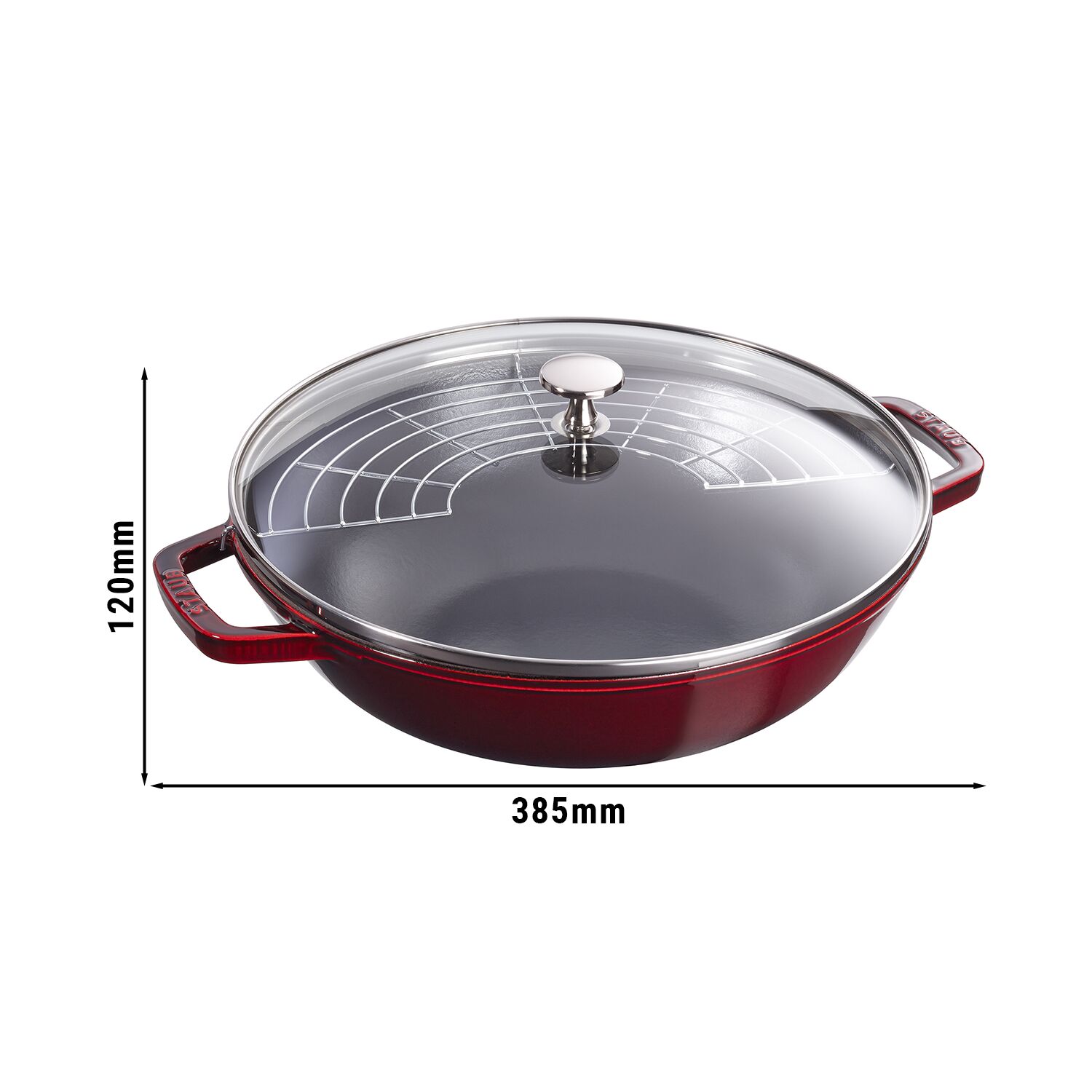 STAUB | SPECIALITIES - Wok mit Glasdeckel - Ø 300mm - Gusseisen - Grenadine-Rot