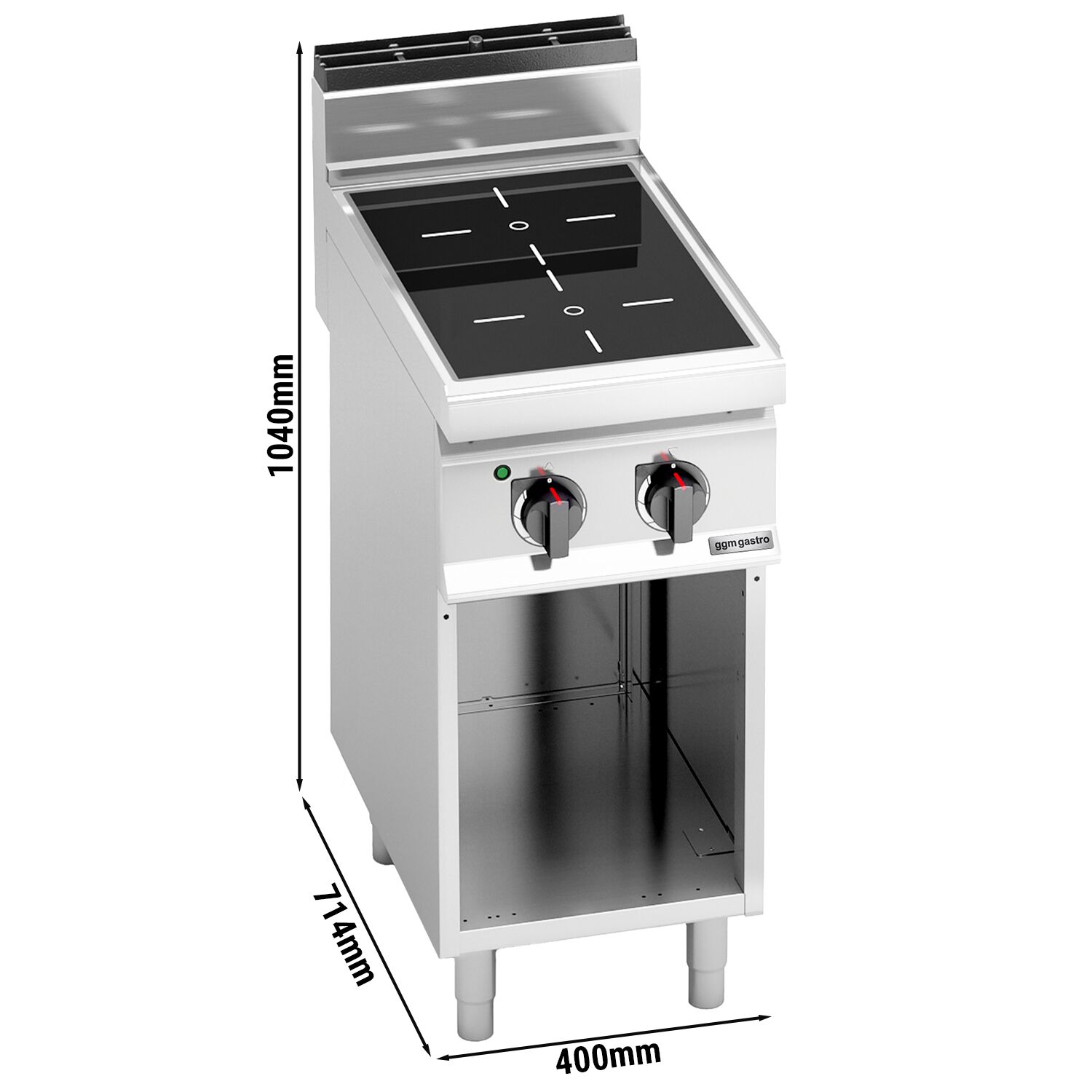 Réchaud vitrocéramique à poser - 6,4kW - 2 foyers infrarouges - sur placard ouvert