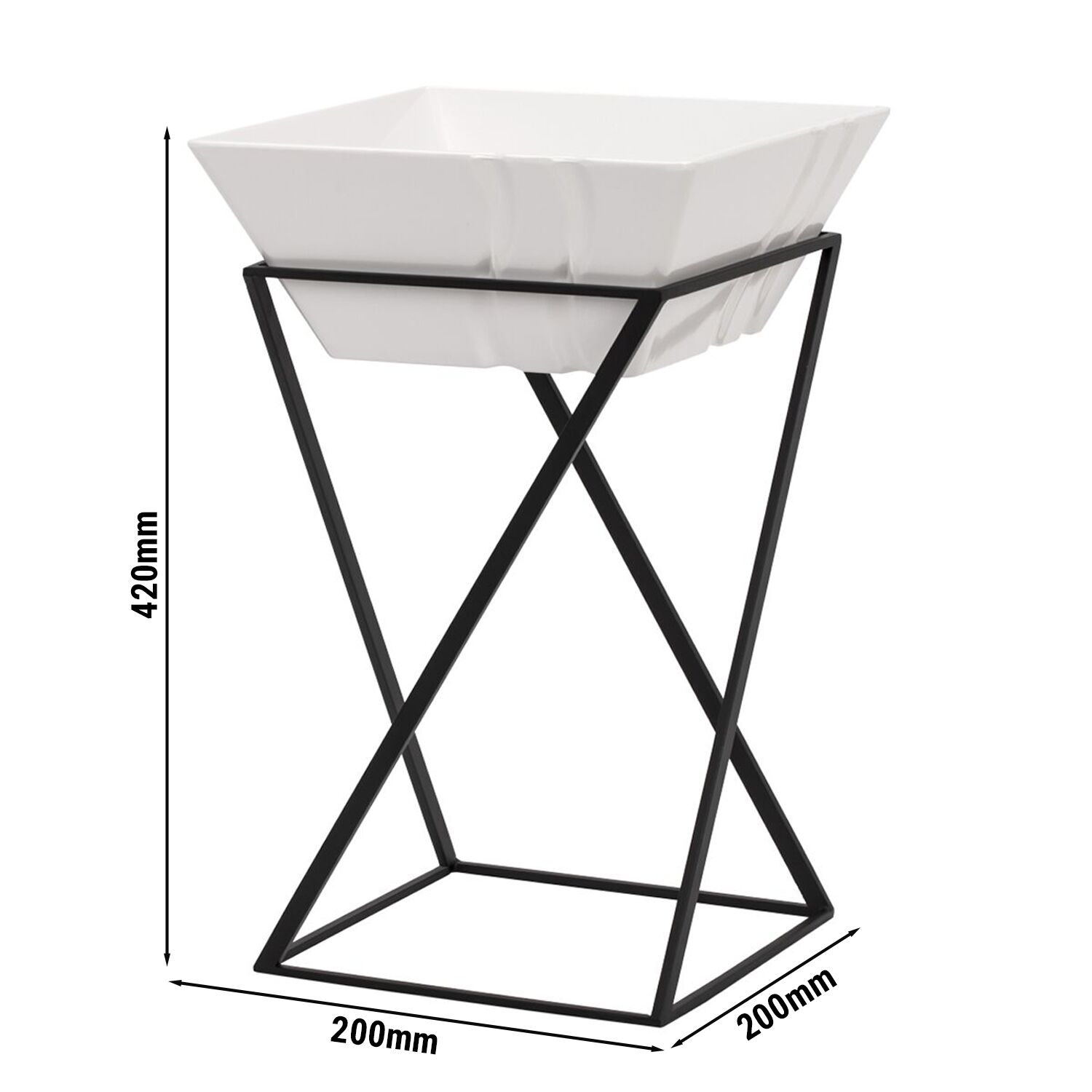 Présentoir buffet / étagère - noir - incl. 1 bol en mélamine - rectangulaire