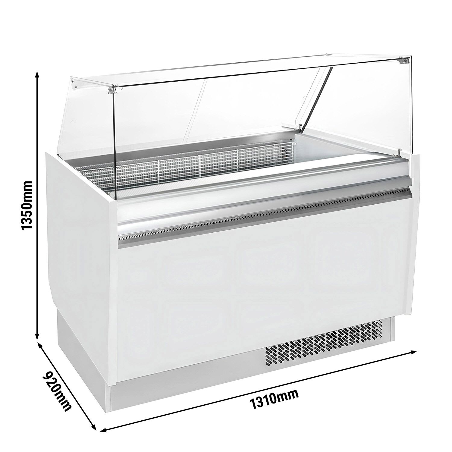 Vitrine à glace LIAM – 1310 mm – refroidissement statique – pour 10+10 bacs à glace de 5 litres – Blanc