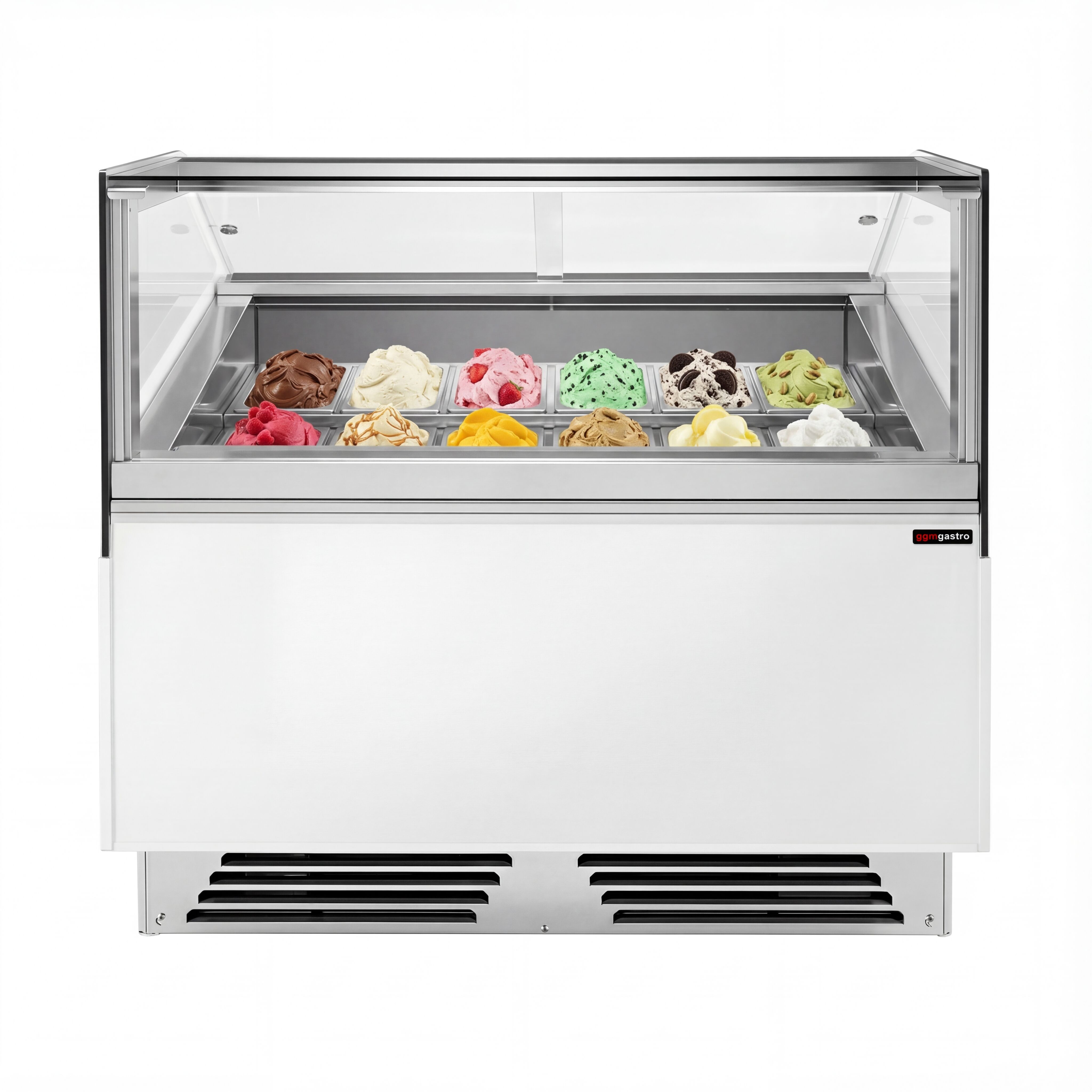 Vitrine à glace ADAM – 1200 mm – refroidissement ventilé – pour 12 bacs à glace de 5 litres ou 8 bacs de 7 litres – Blanc