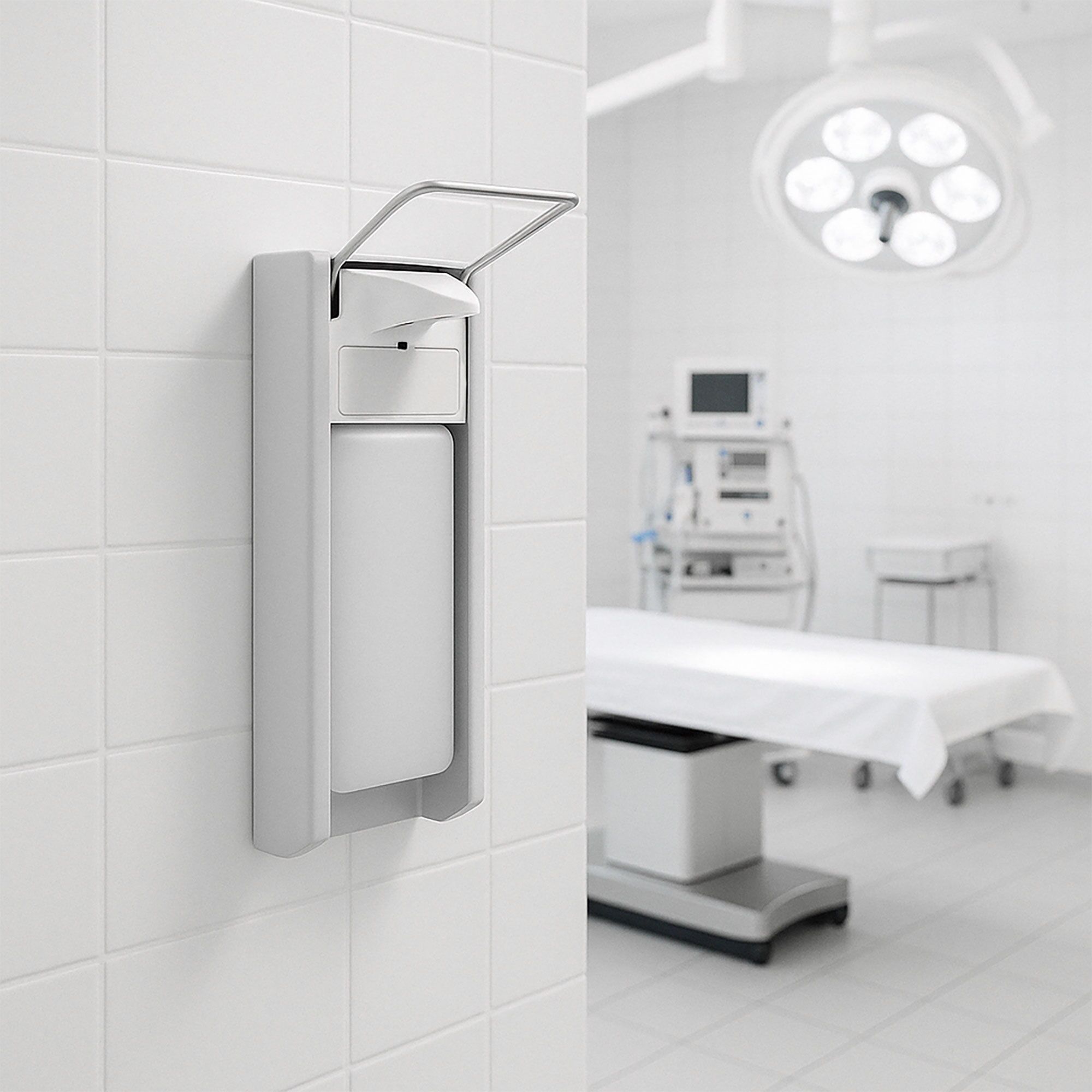 Distributeur de désinfectant - 1000ml - Aluminium - manuel, à levier coude, mural, fenêtre de contrôle, réservoir amovible, anti-goutte, robuste, compatible désinfectant