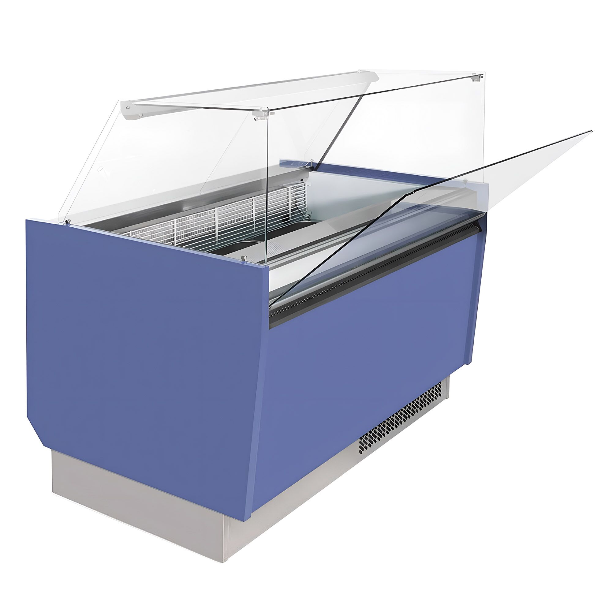 Vitrine à glace LIAM – 1310 mm – refroidissement statique – pour 10+10 bacs à glace de 5 litres – Bleu