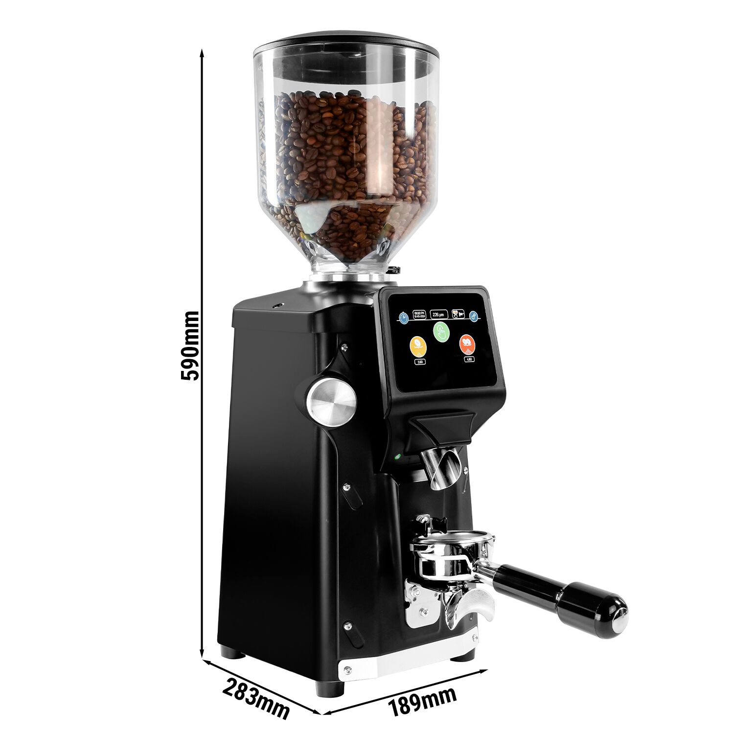 Moulin à café – 1,2 kg – avec système de refroidissement – meule plate Ø 75 mm – détection automatique du porte-filtre – Noir