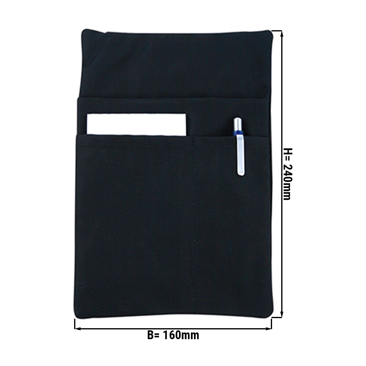 KARLOWSKY | Cashier's holster – 65% Polyester / 35% Cotton - Black - 16×24cm - 2 pockets + pen slot - Belt loop