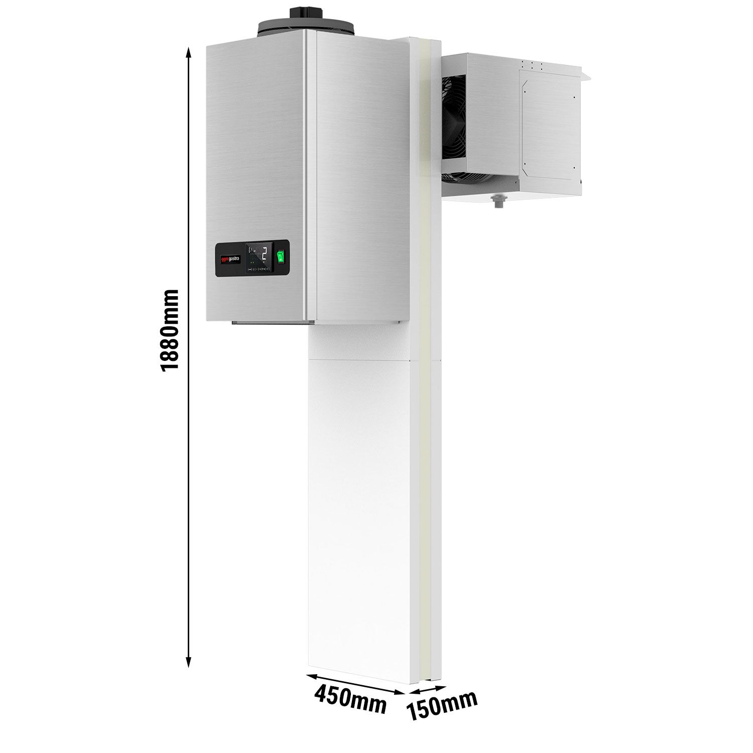 En acier inoxydable Groupe de froid monobloc mural - Monobloc - pour volume max. 5m³ - 550W