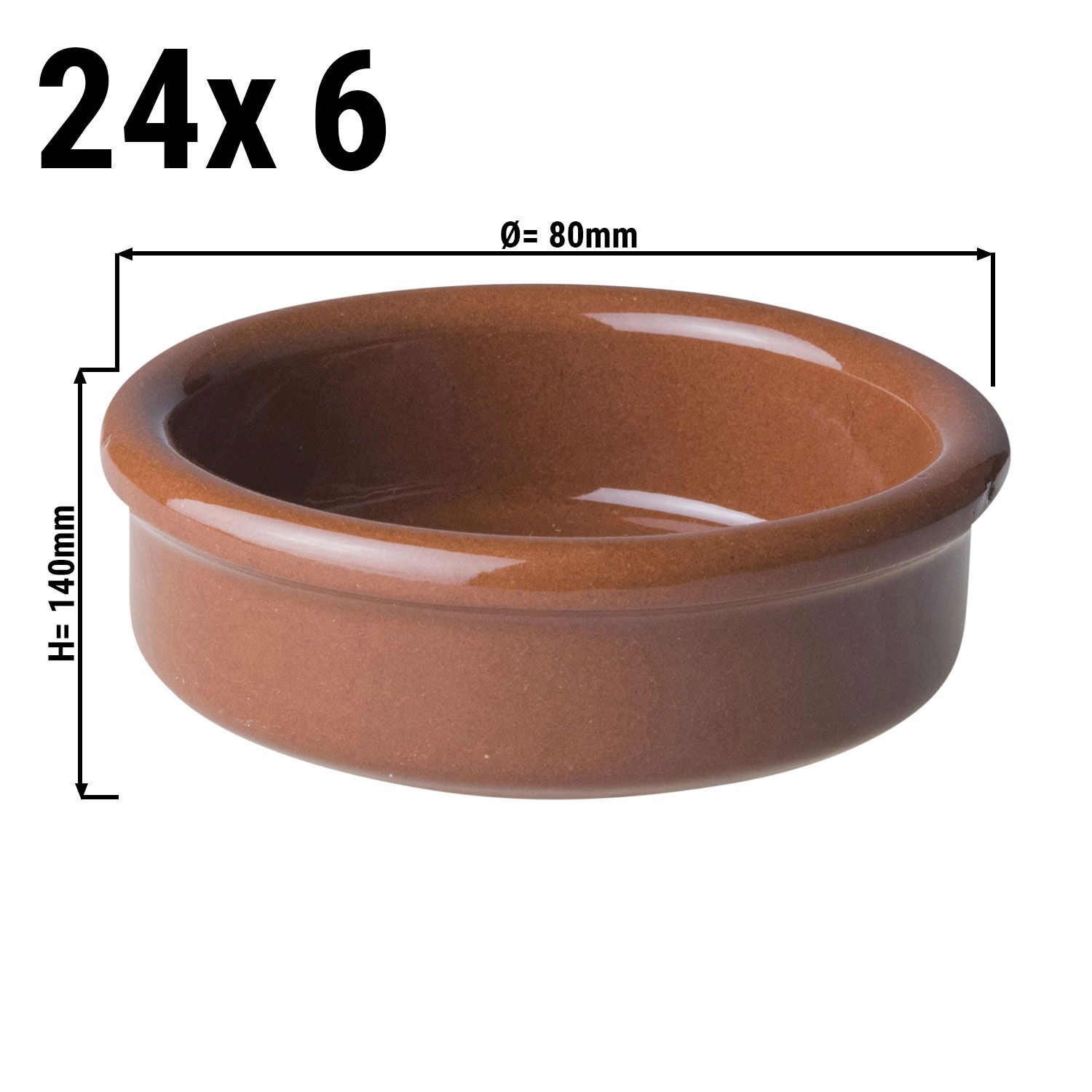 (24 pcs) CLASSICO - Tapas Butter Dish - Ø80mm 80ml - Brown