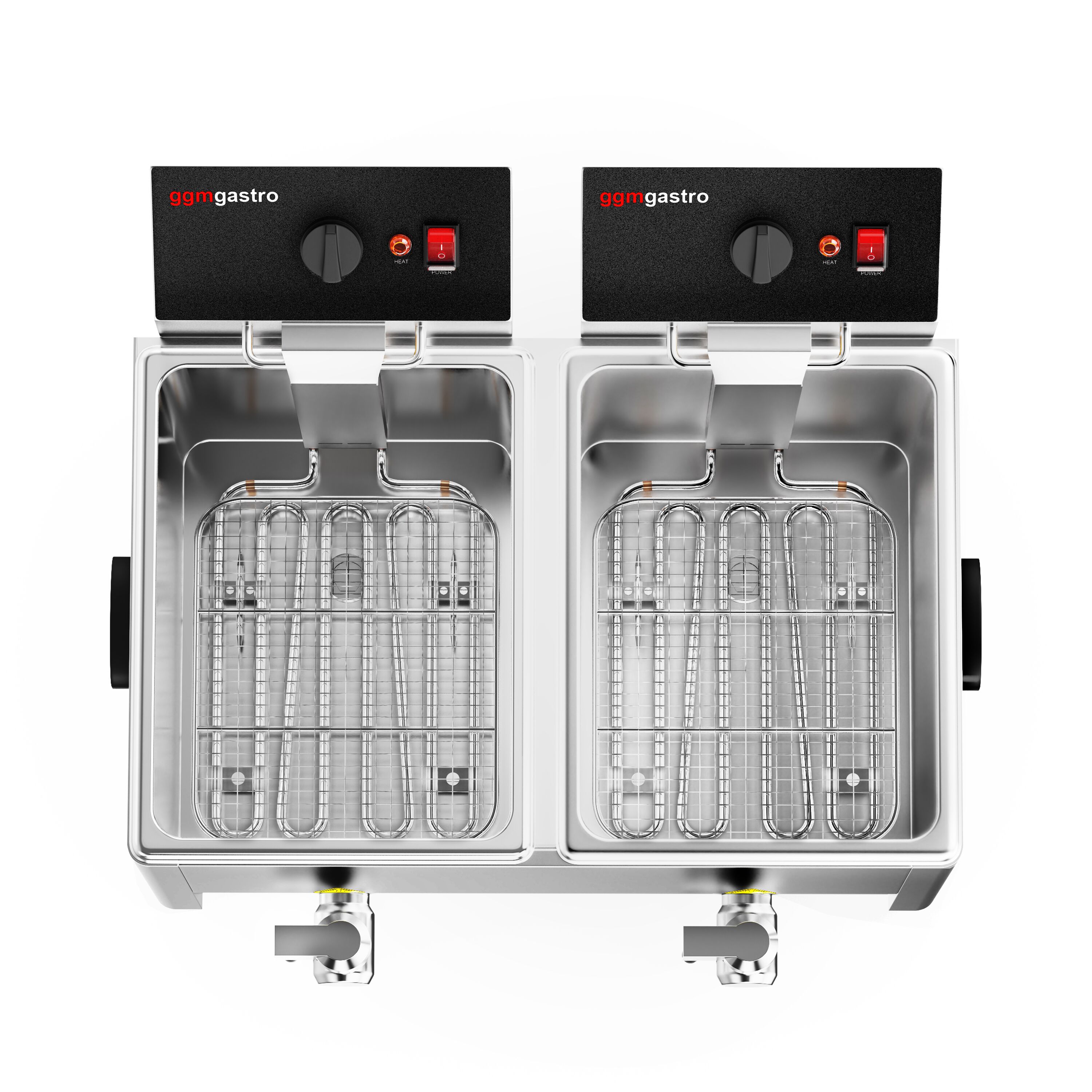 Friteuse électrique double – 8+8 litres – 6,5 kW – avec robinet de vidange