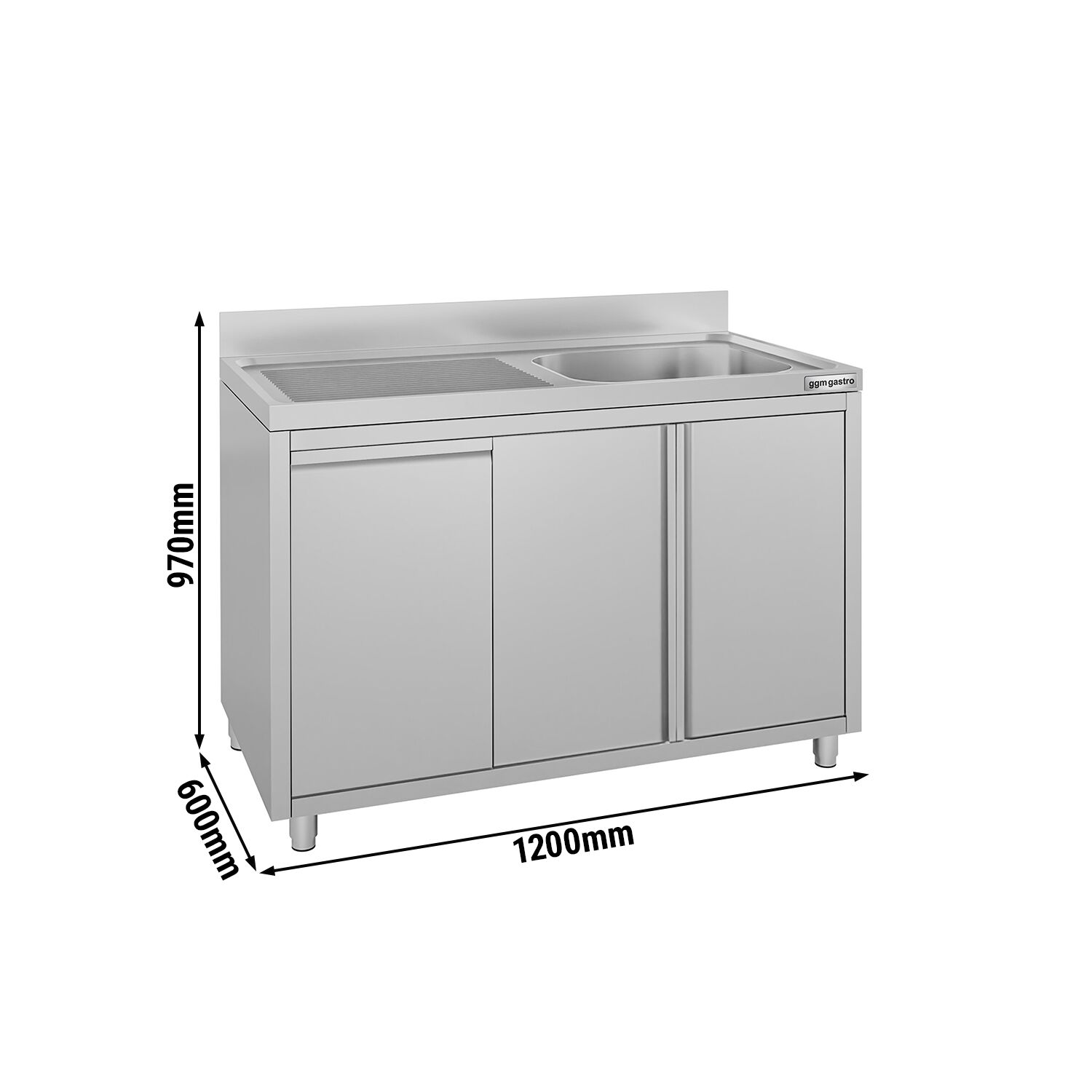Meuble évier ECO - 1200 x 600 mm - avec poubelle & 1 bac à droite